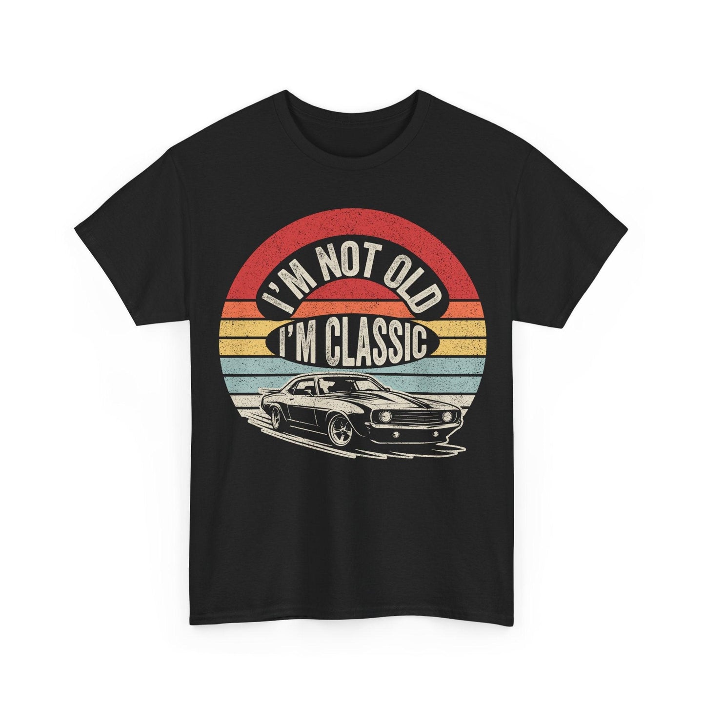 "I'm Not Old I'm Classic" vintage car graphic on soft black cotton t-shirt