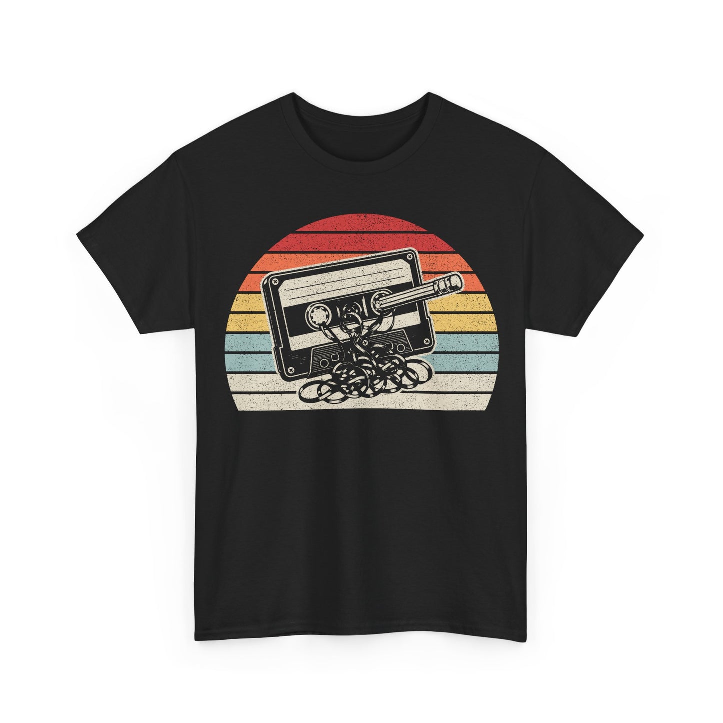 Retro cassette tape tee — Vintage Sunset Music T-shirt