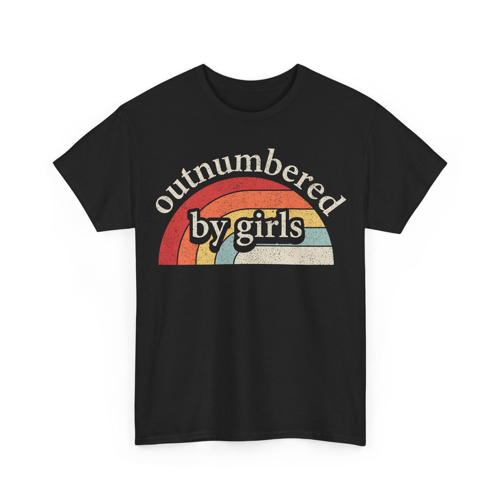 Outnumbered By Girls Retro Rainbow Tee