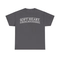 Dark gray T-shirt featuring white curved typography reading SOFT HEART. STRONG BOUNDARIES.