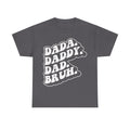 Bold Front Print Black Cotton Tee With Large Dad Stacked Retro Typography Across Chest