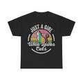 Just a Girl Who Loves Cats T-Shirt — Retro Rainbow Cat Tee for Cat Lovers