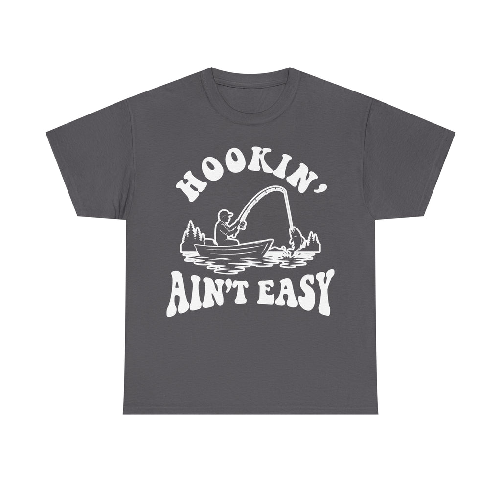 Hookin' On Alaska Ain't Easy Fishing Shirt With Vintage Boat Illustration For Outdoors Fans