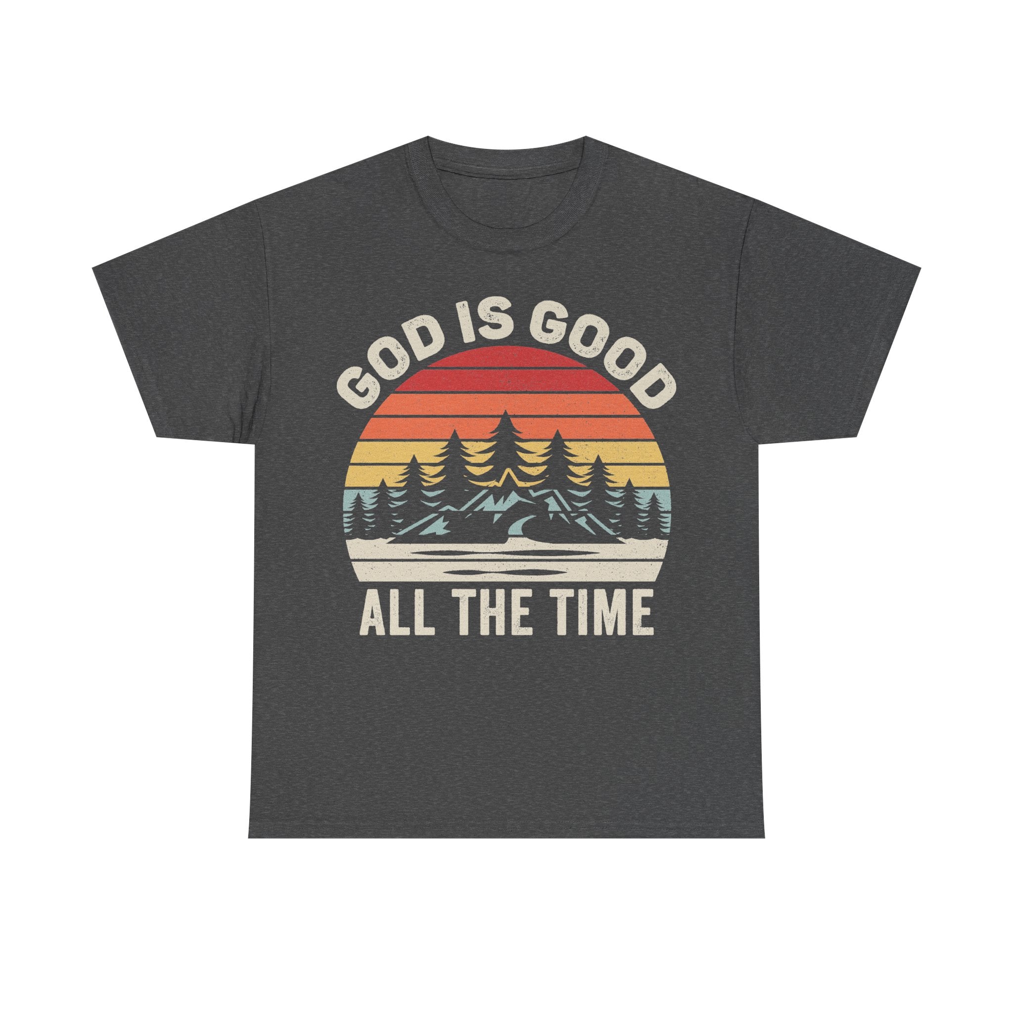 God Is Good All The Time Vintage Sunset Mountain Shirt With Retro Colors For Christians