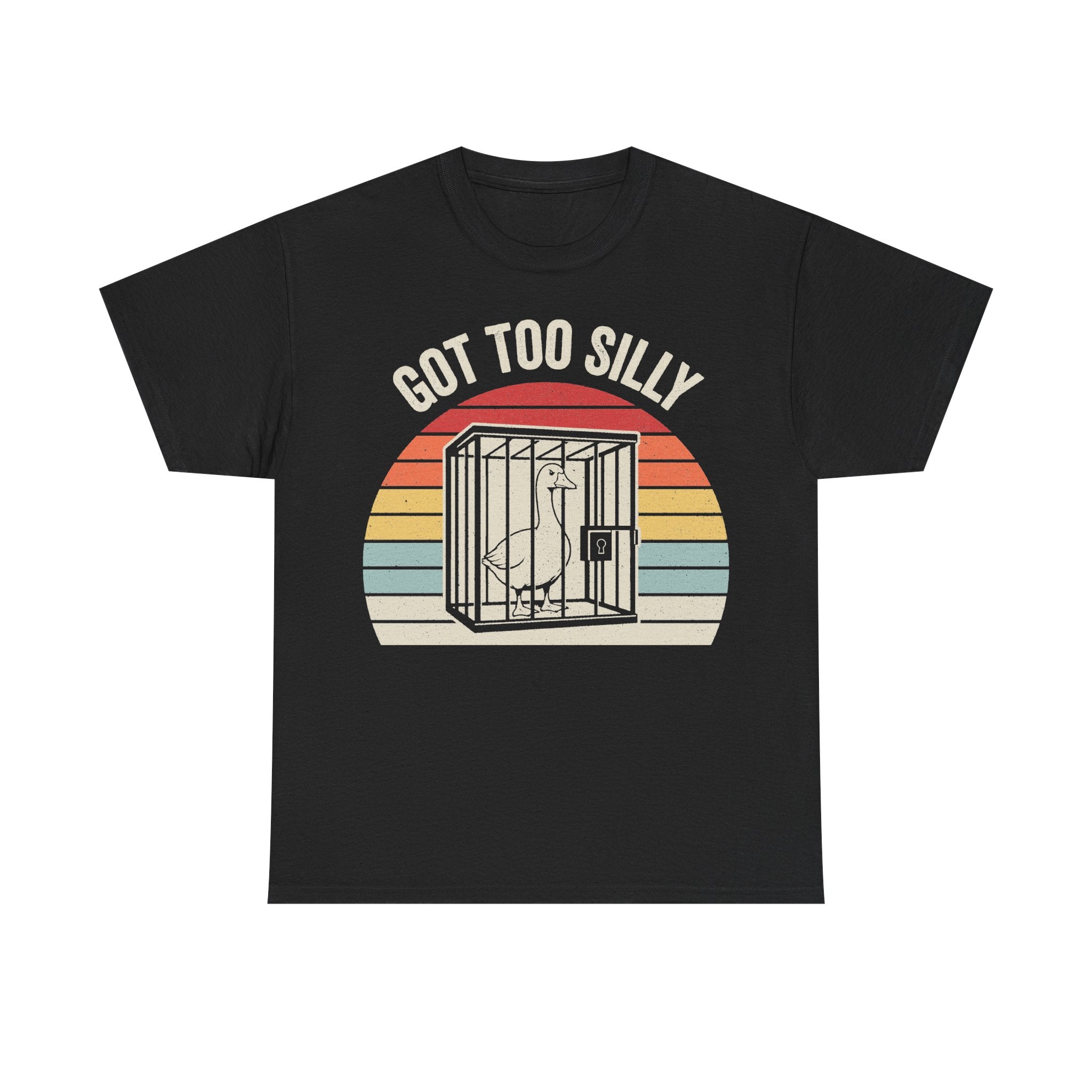 Got Too Silly Parrot In Cage Vintage Sunset T Shirt With Retro Bird Cage Illustration