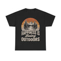 Outdoors T-Shirt — "Happiness Is Being Outdoors" Vintage Mountain Tee