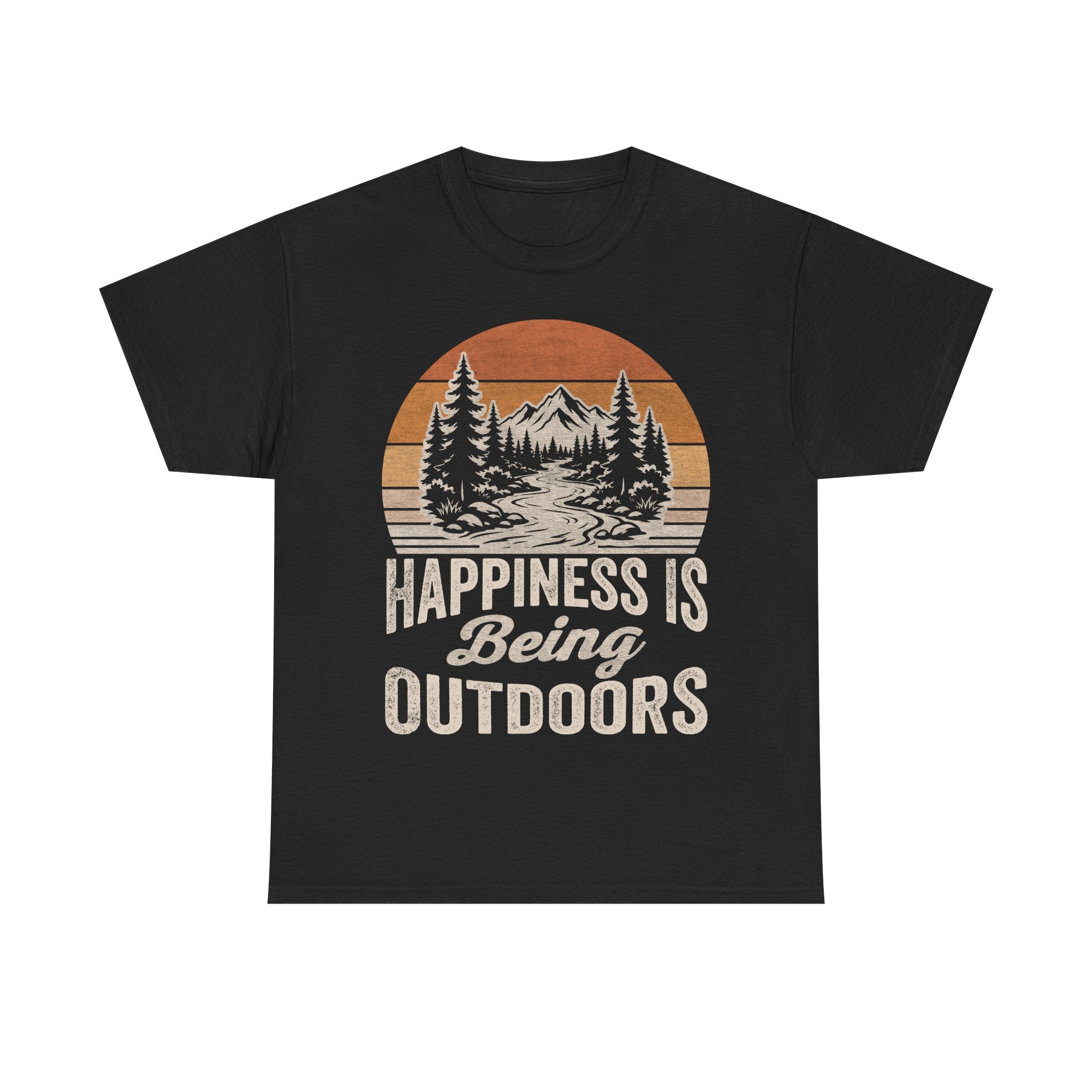 Outdoors T-Shirt — "Happiness Is Being Outdoors" Vintage Mountain Tee