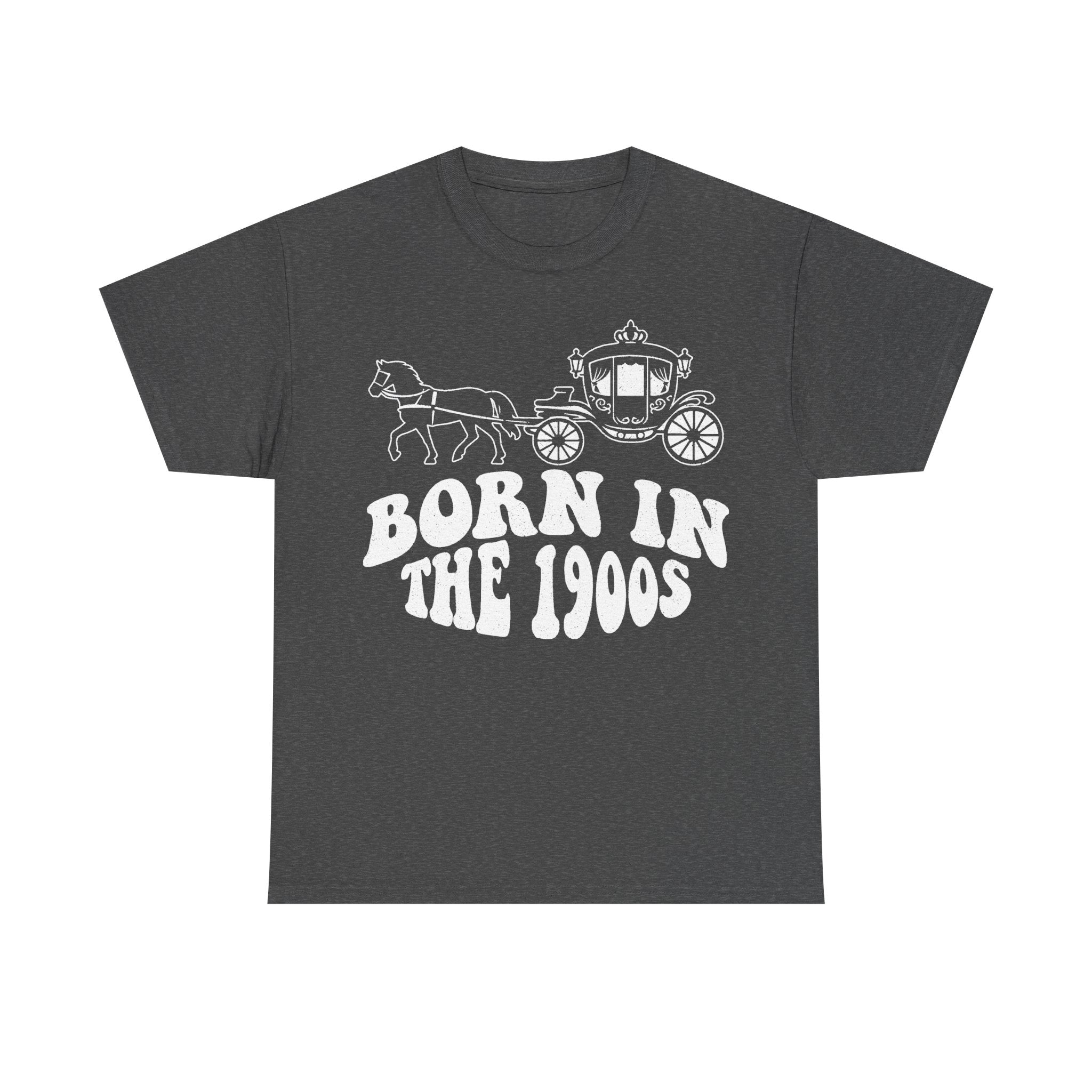 Born In The 1900s Vintage Horse Drawn Carriage Crest Distressed Print T Shirt For History Buffs