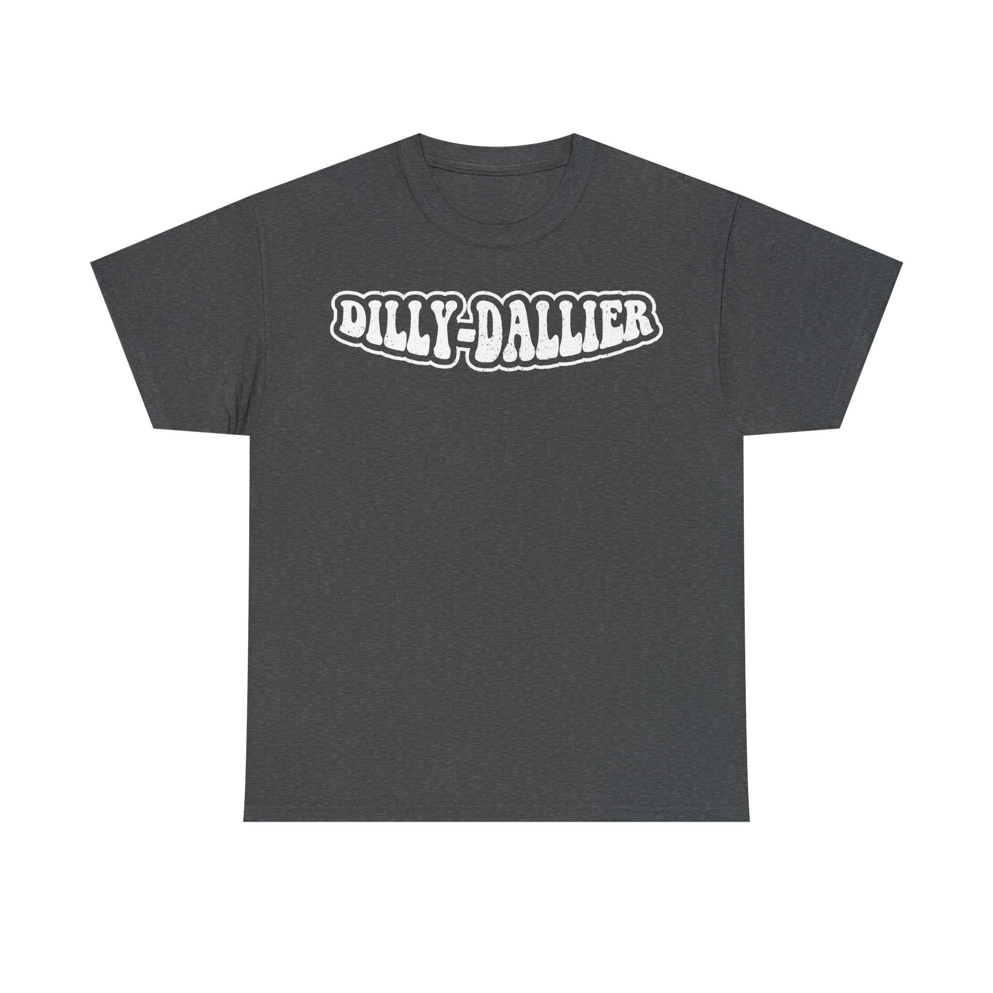 Dilly-Dallier Retro Bubble Text Tee Black T Shirt for Vintage Skate Streetwear Unisex Casual Wardrobe
