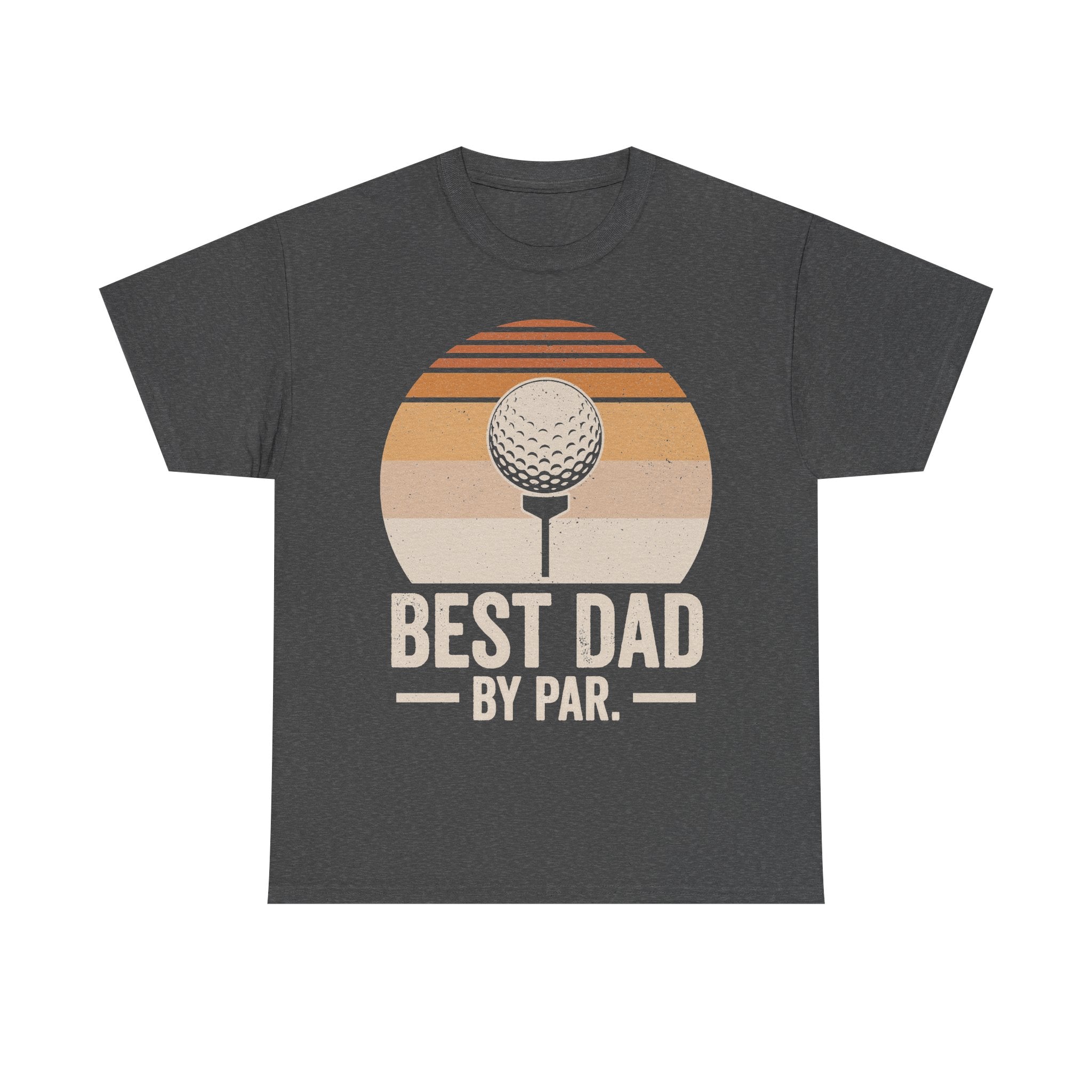 Best Dad By Par Golf Sunset Graphic T Shirt With Vintage Golf Ball Design For Father's Day