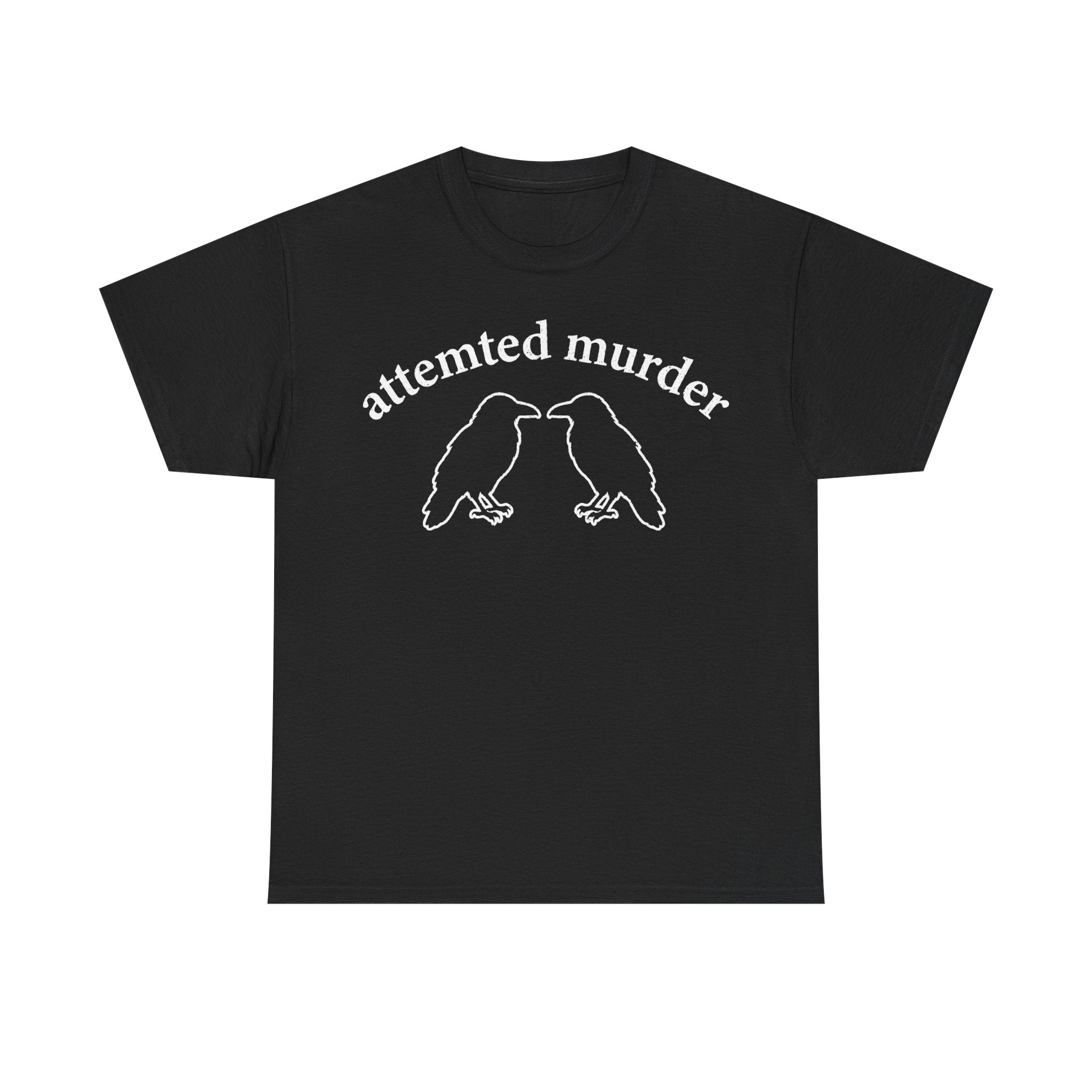 Gothic Raven Tee With Two Ravens And Dark Humor Arc Text