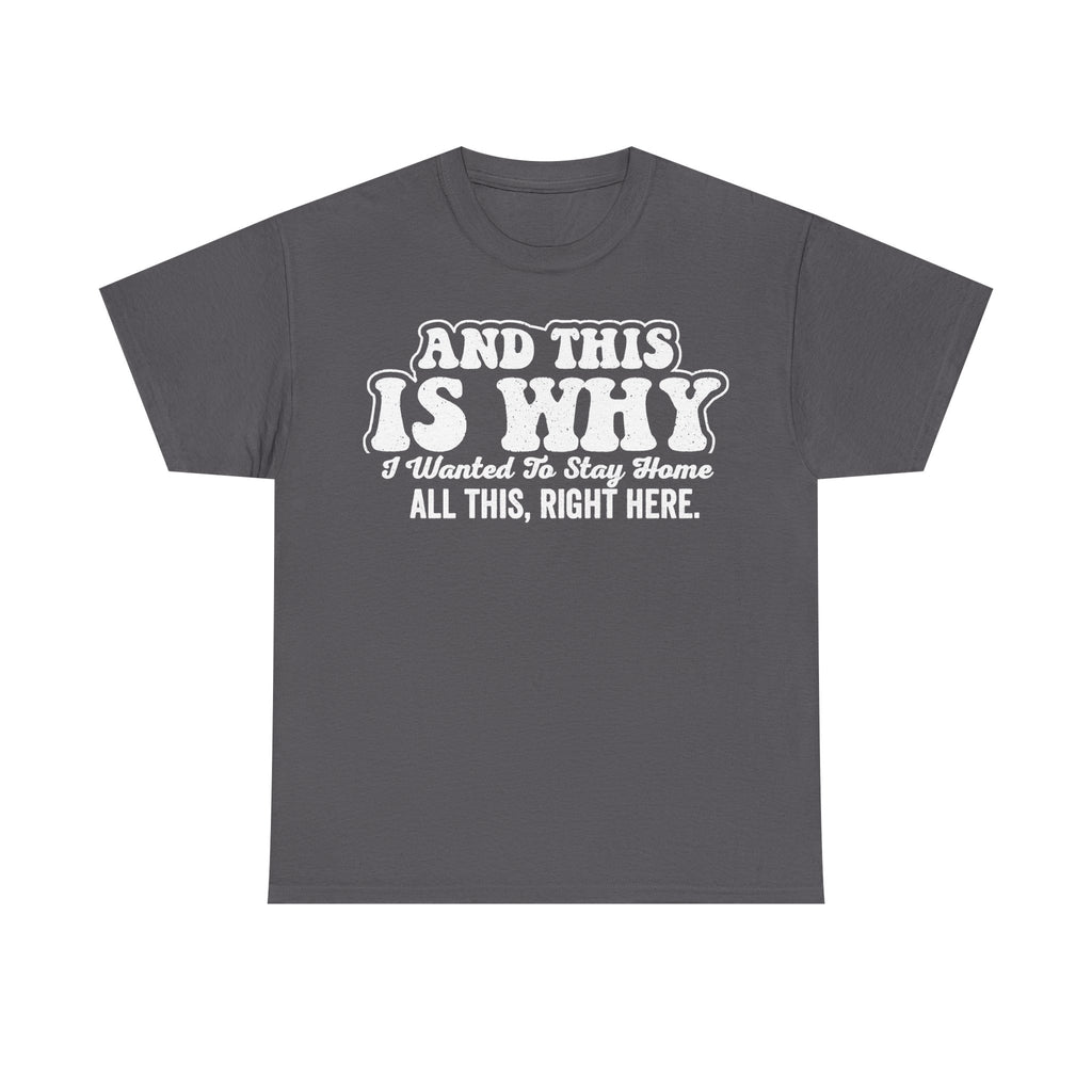 And This Is Why I Wanted To Stay Home All This Right Here Distressed White Text On Black Shirt