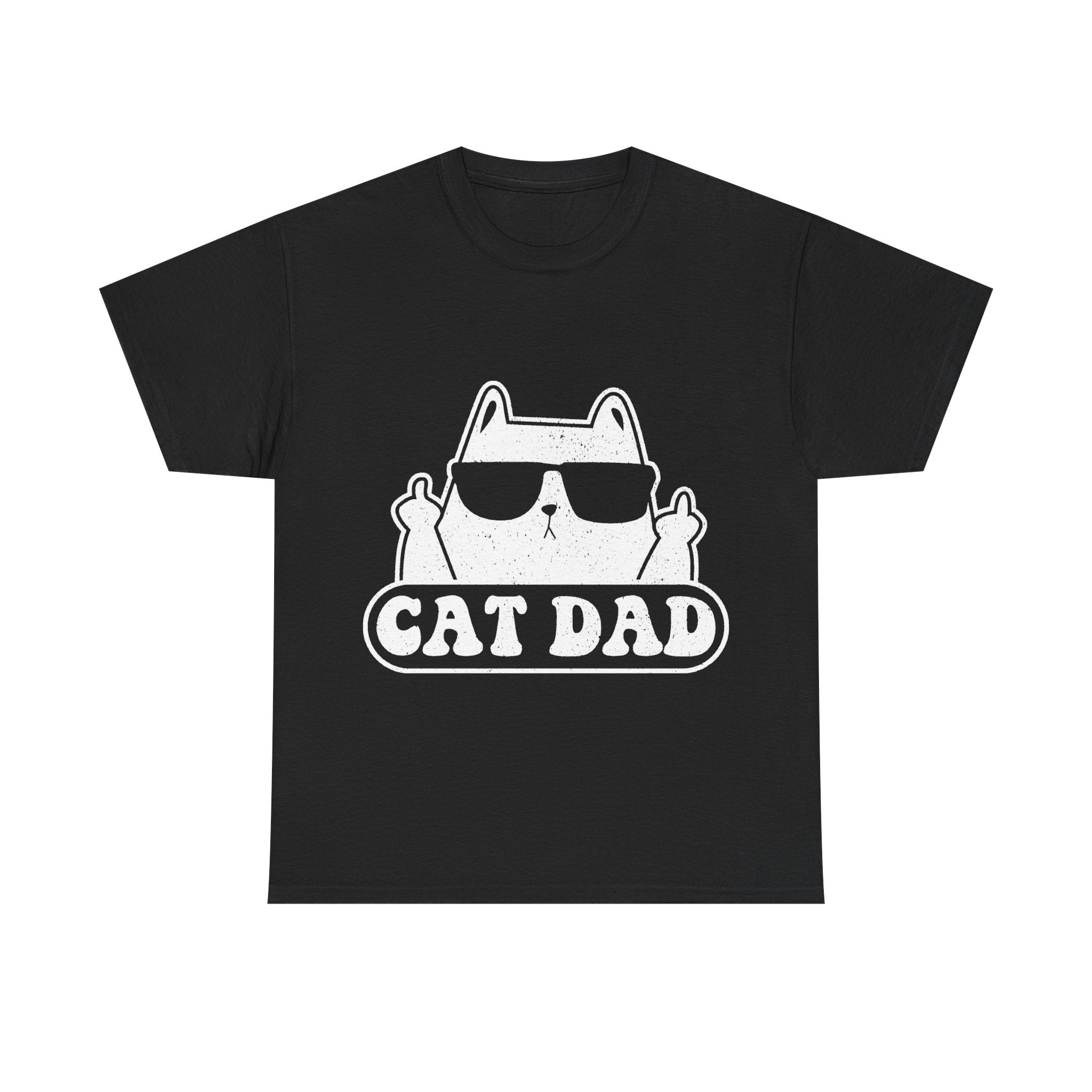 Cat Dad Shirt With Distressed White Logo And Sunglasses Artwork For Cat Lovers Worldwide