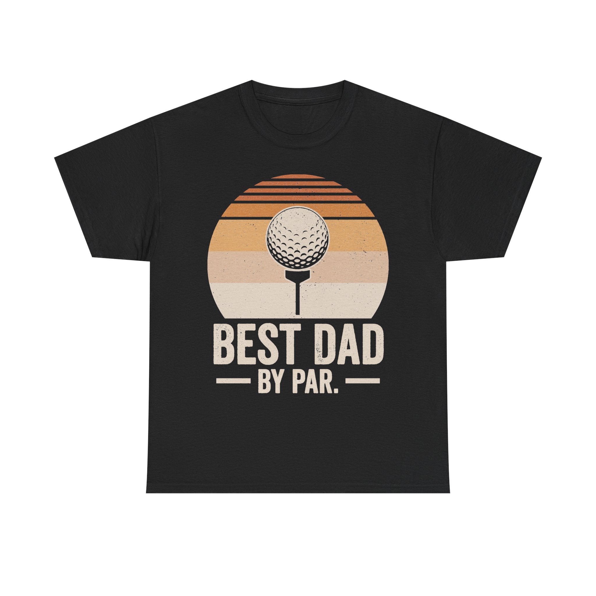 Best Dad By Par Golf Sunset Graphic T Shirt With Vintage Golf Ball Design For Father's Day