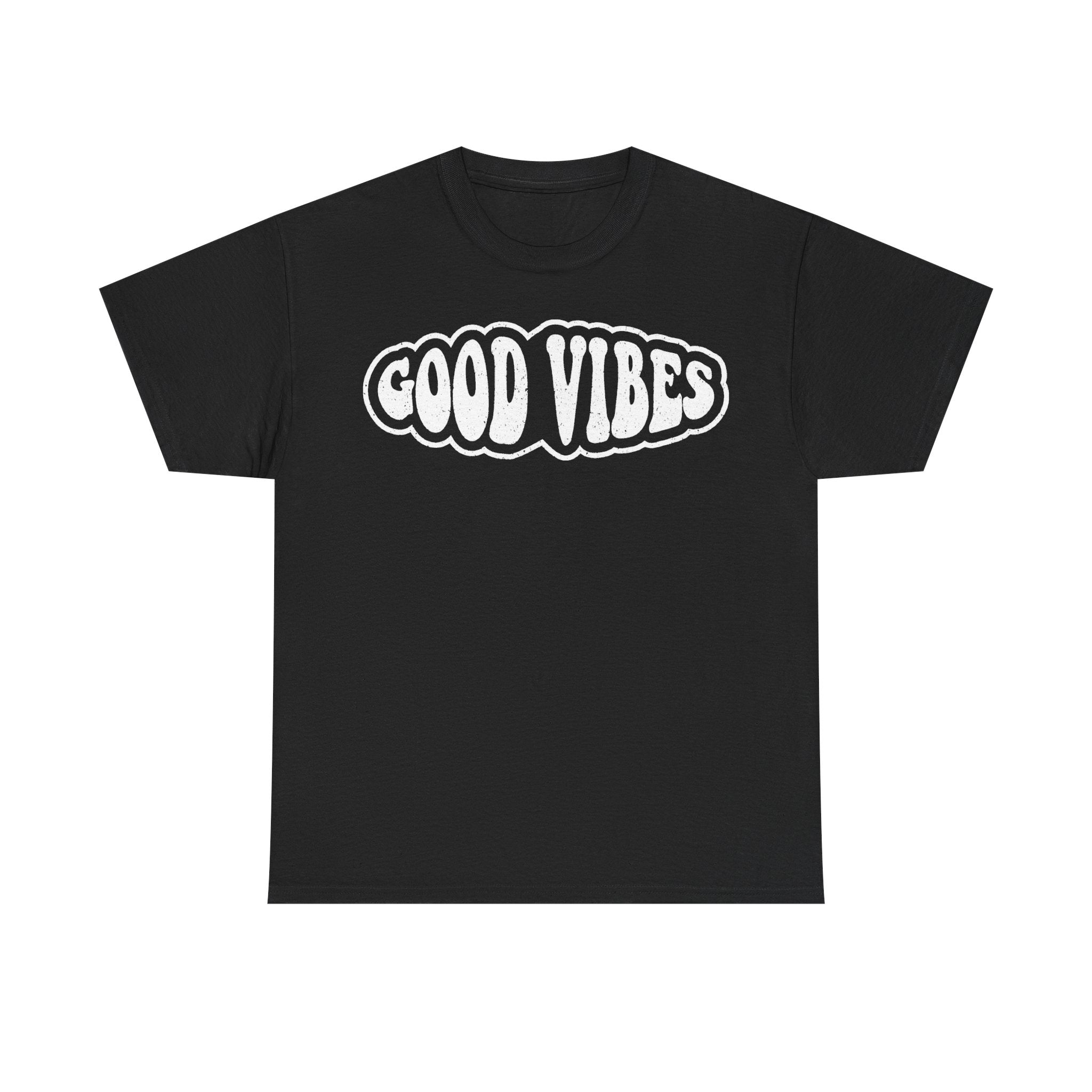 Good Vibes Distressed White Lettering T Shirt Design
