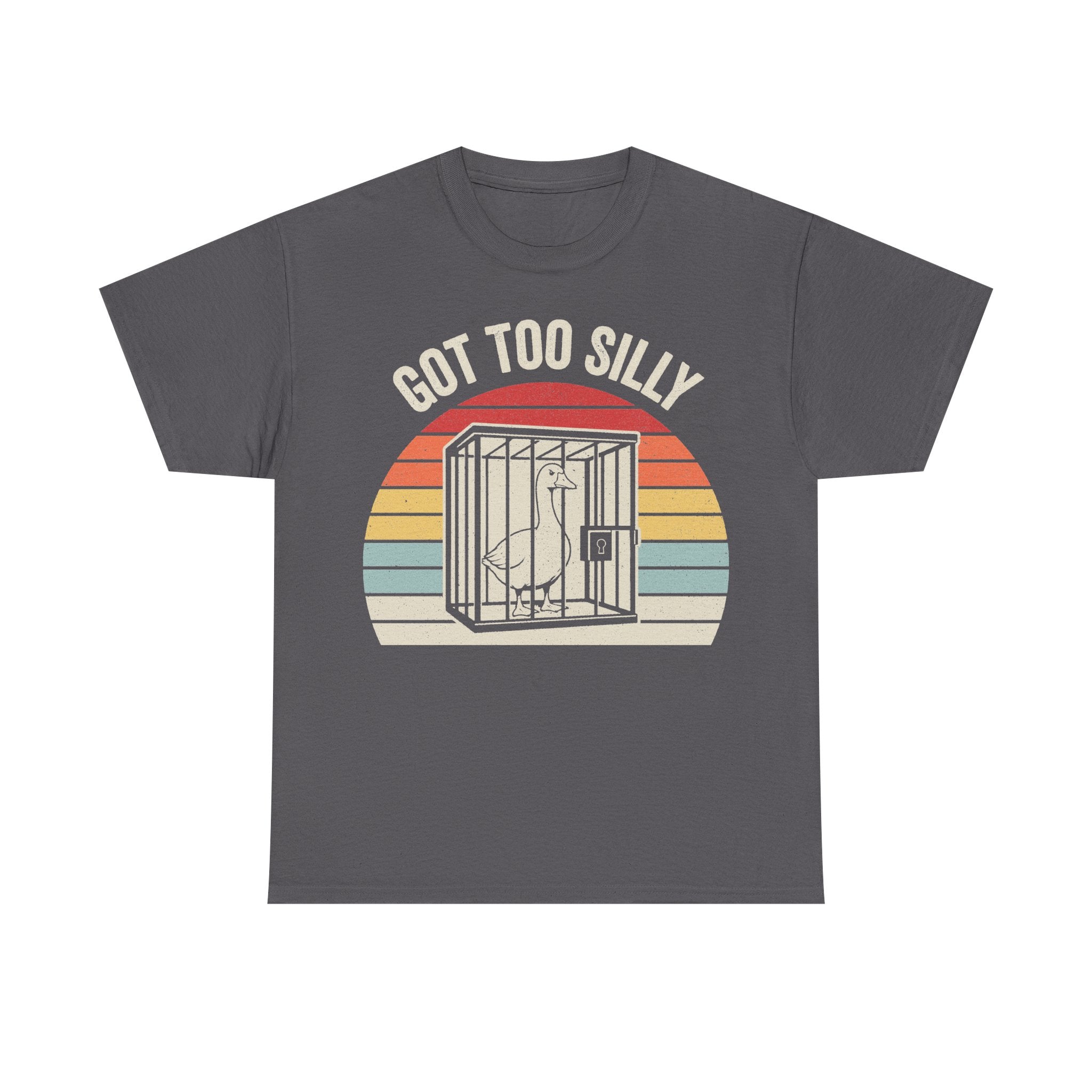 Got Too Silly Parrot In Cage Vintage Sunset T Shirt With Retro Bird Cage Illustration