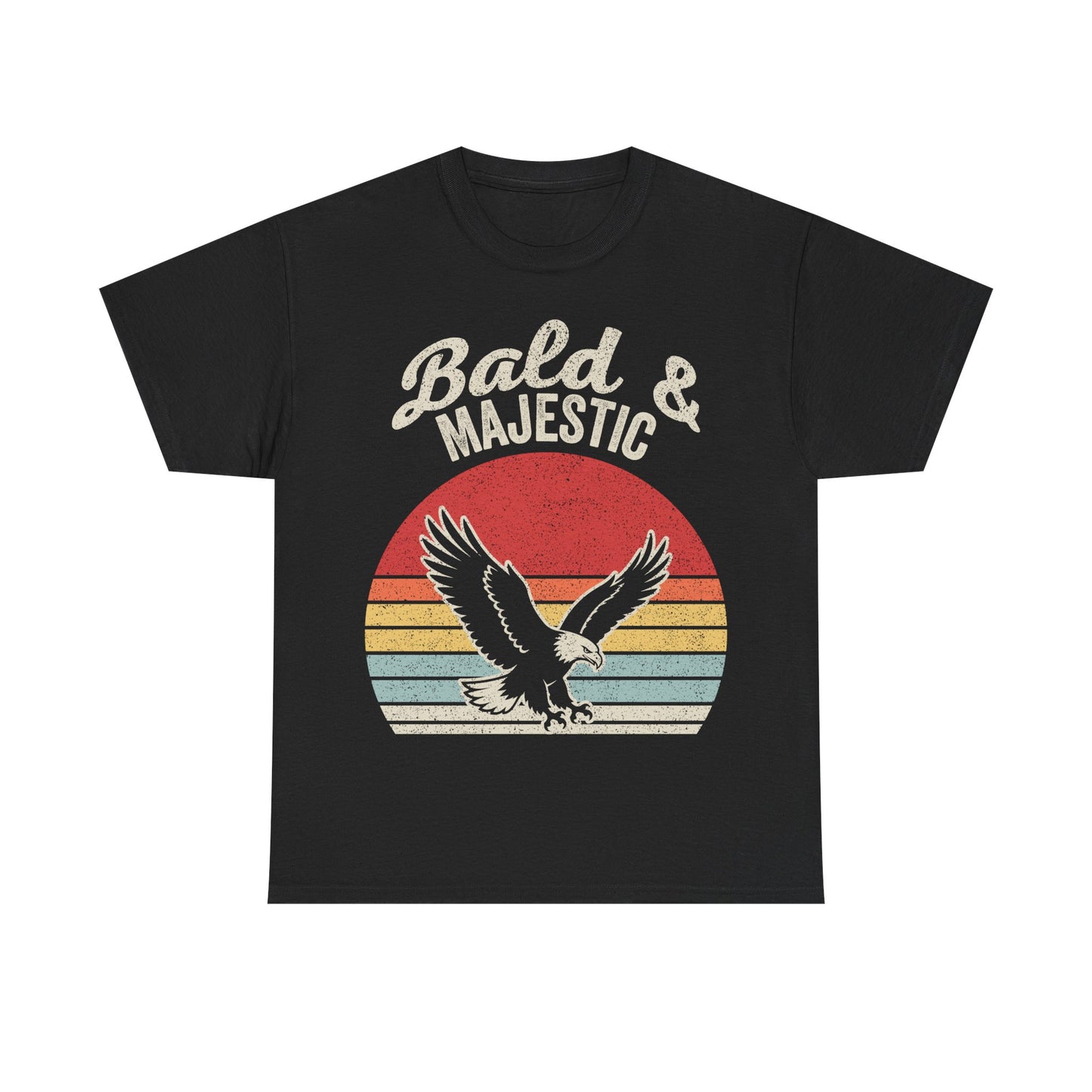 Bald & Majestic Eagle T-Shirt — Vintage Retro Sunset Patriotic Tee