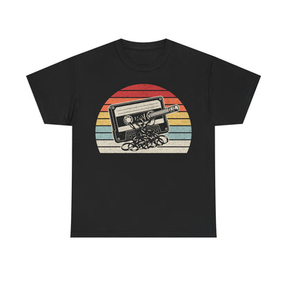 Retro cassette tape tee — Vintage Sunset Music T-shirt