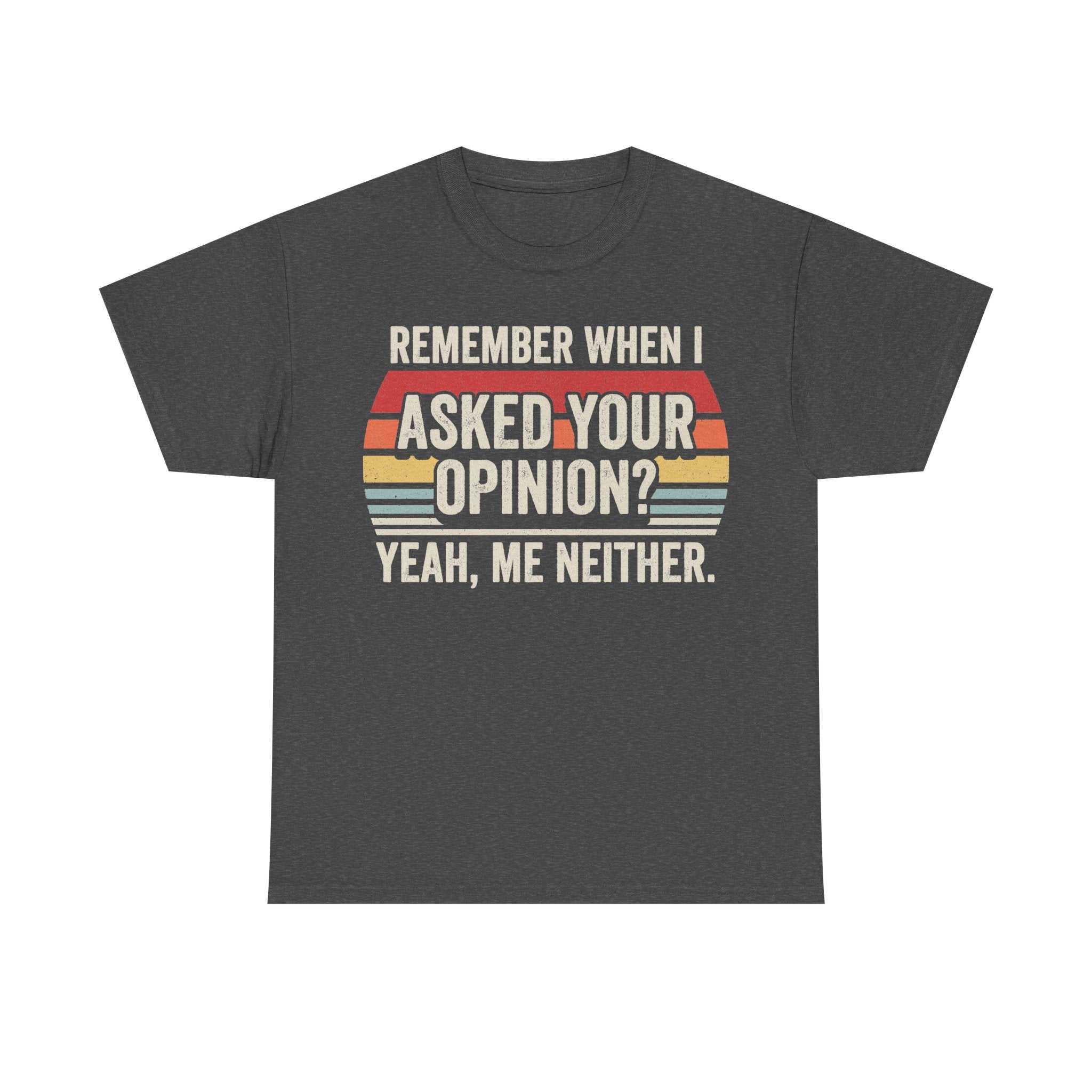 Remember When I Asked Your Opinion Funny Quote T-Shirt With Rainbow Stripe Design