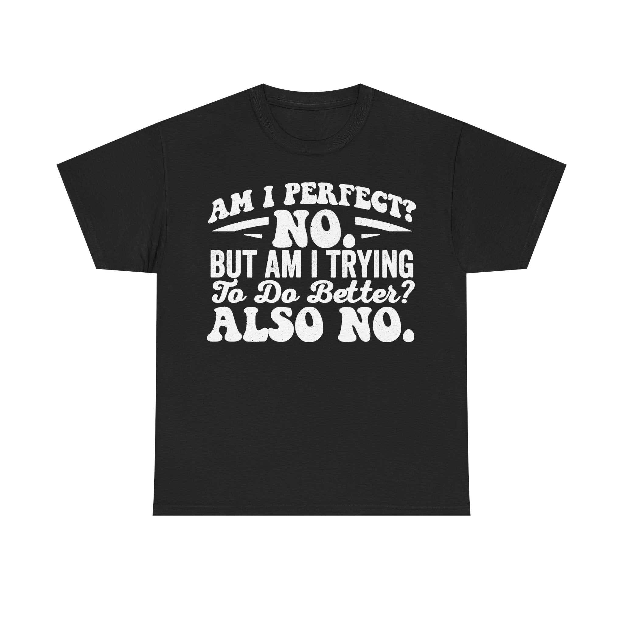 Funny Sarcastic Quote T Shirt Am I Perfect No But Am I Trying To Do Better Also No