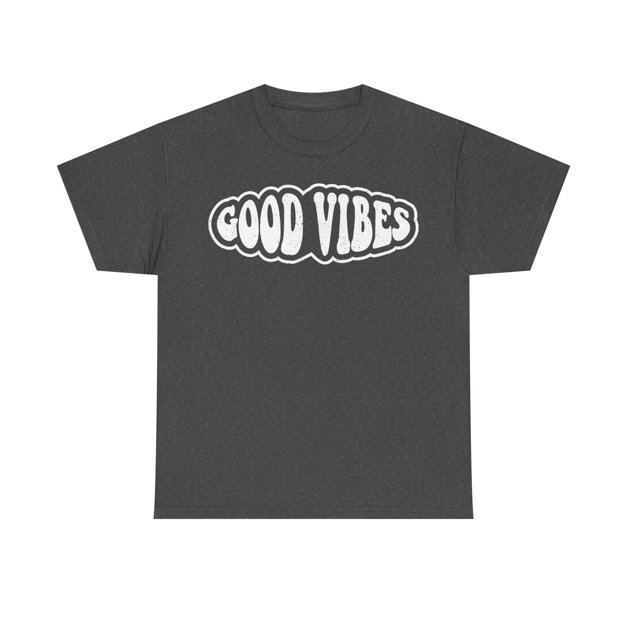 Good Vibes Distressed White Lettering T Shirt Design