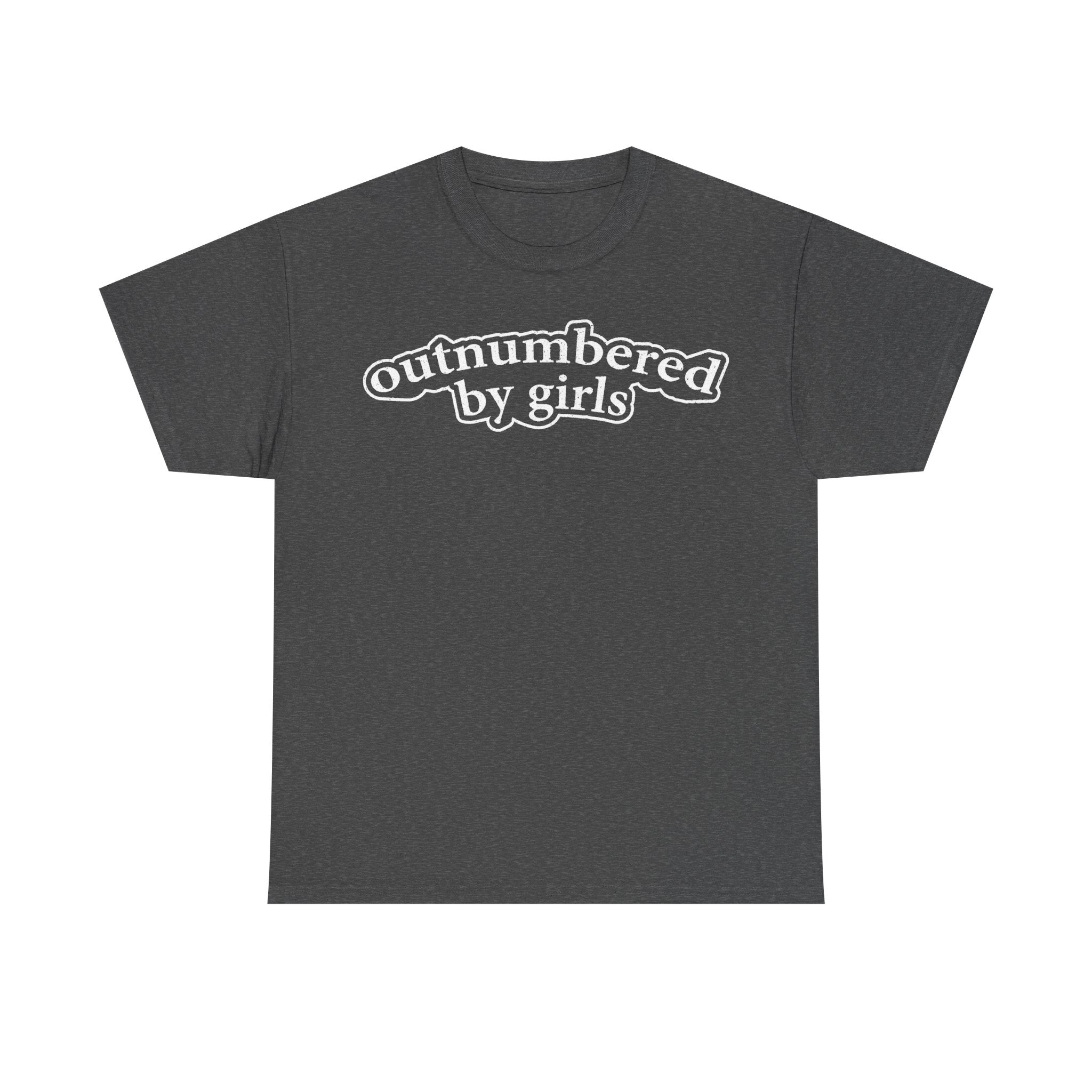 Outnumbered By Girls Vintage Script Chest Print Tee