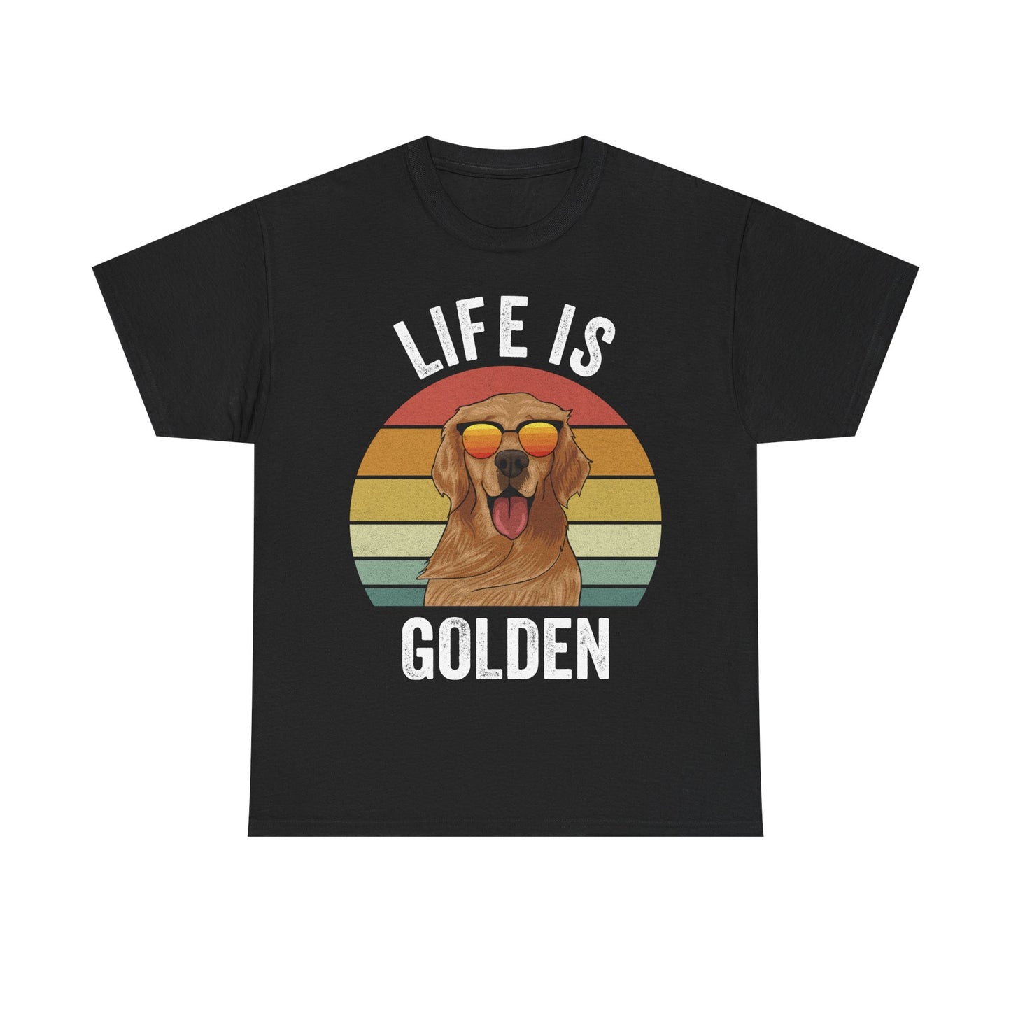 Life Is Golden Golden Retriever T-Shirt — Retro Sunset Dog Tee