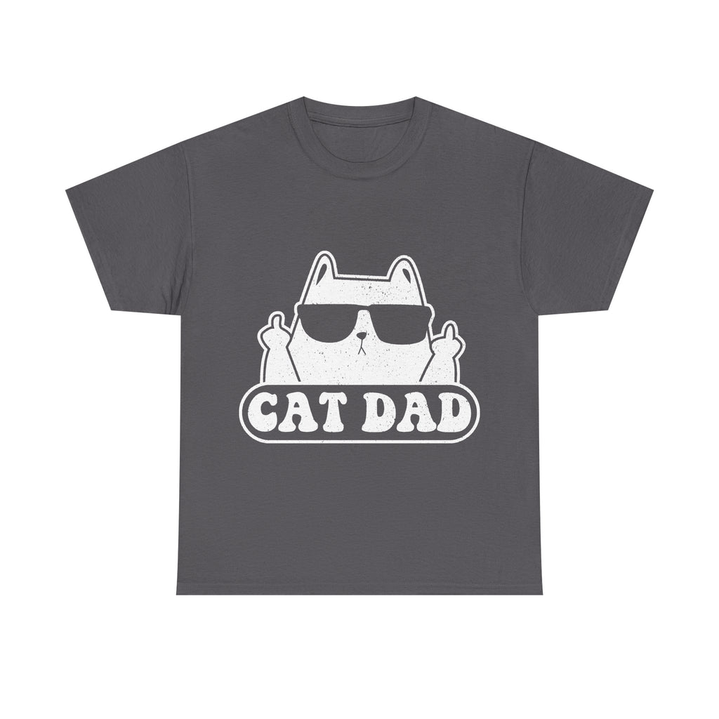 Cat Dad Shirt With Distressed White Logo And Sunglasses Artwork For Cat Lovers Worldwide