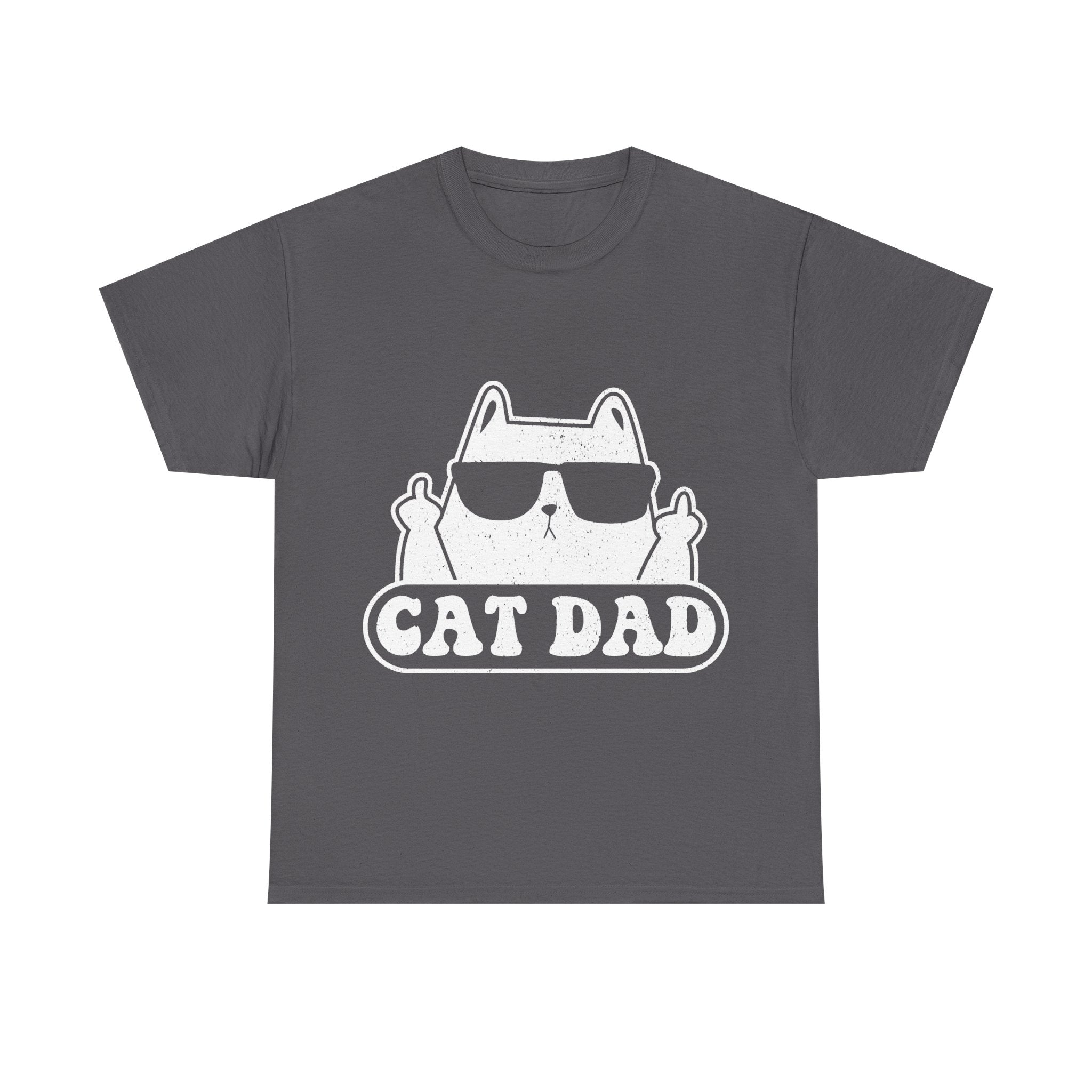 Cat Dad Shirt With Distressed White Logo And Sunglasses Artwork For Cat Lovers Worldwide