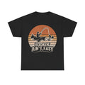 Fishing T-Shirt — "Hookin' Ain't Easy" Retro Boat Graphic