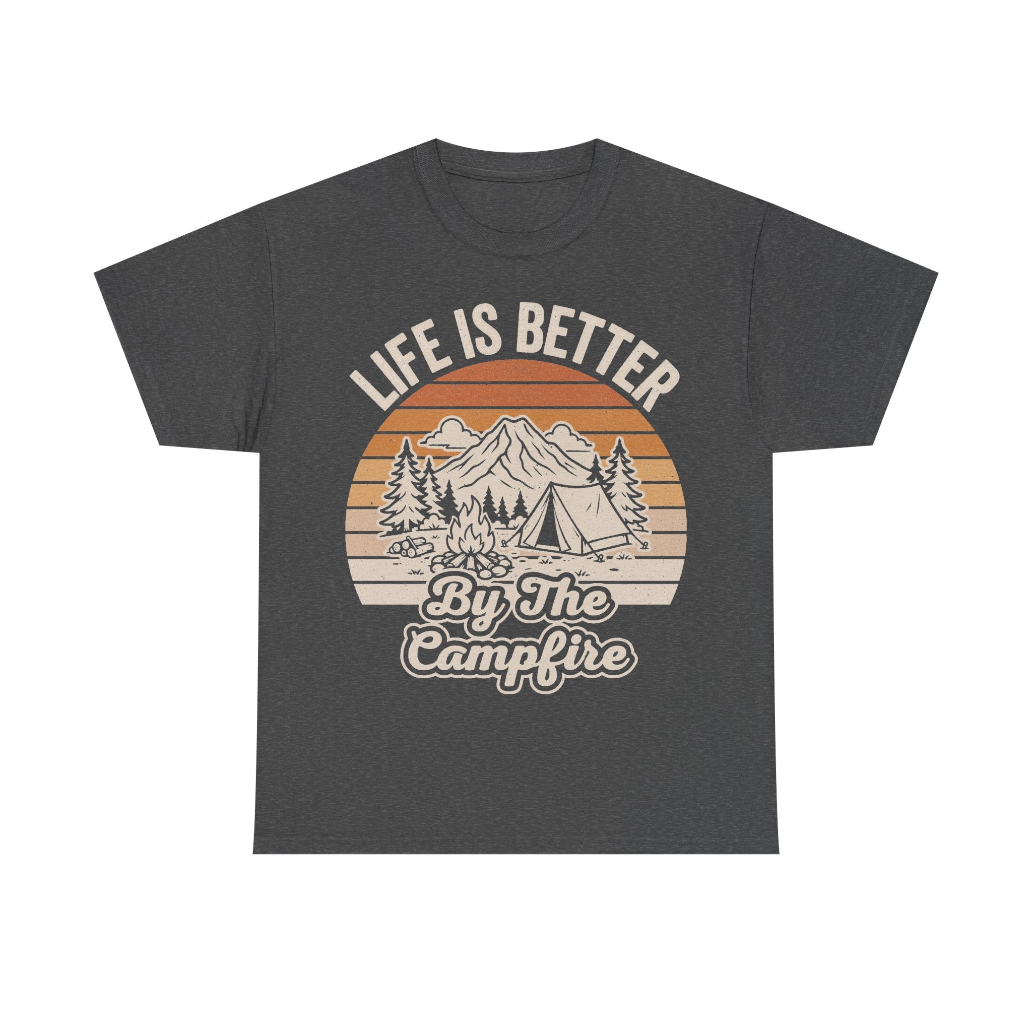 Life Is Better By The Campfire Vintage Outdoor Camping Scene T Shirt For Adventurers And Nature Lovers