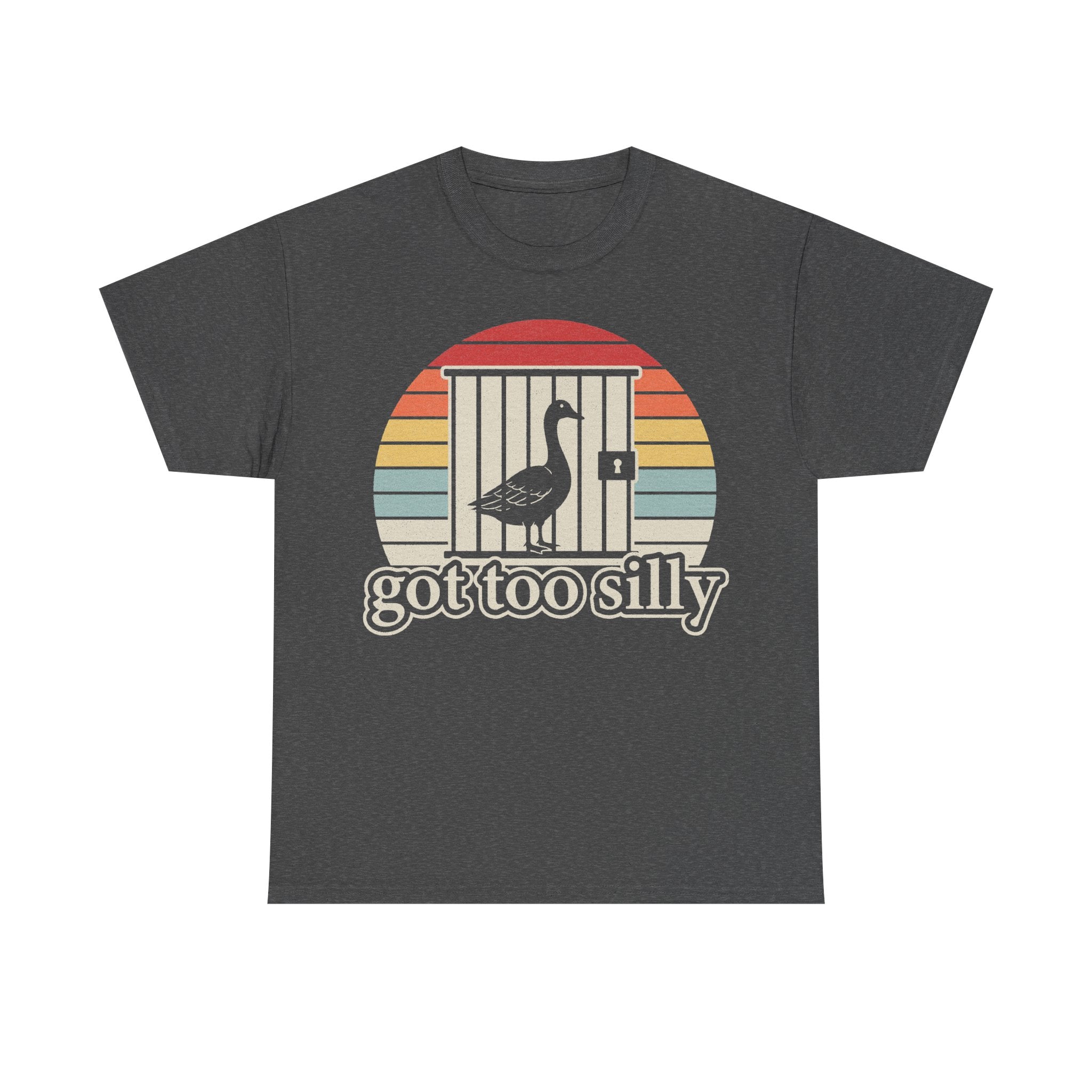 Bird Got Too Silly Vintage Sunset Cage Art Unisex Tee