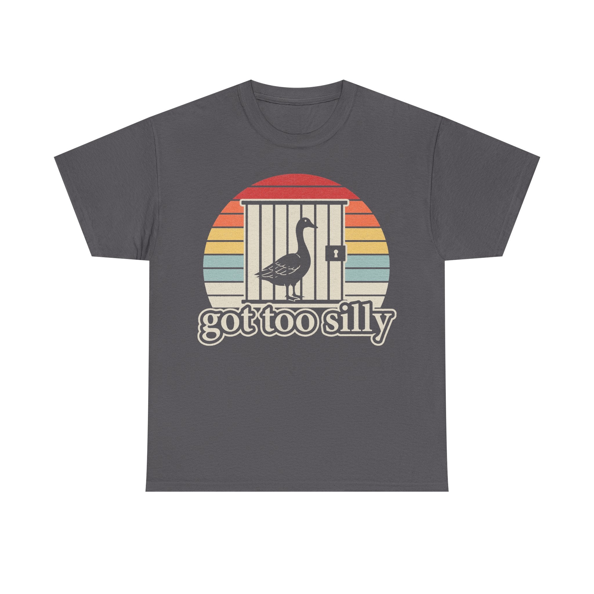 Bird Got Too Silly Vintage Sunset Cage Art Unisex Tee