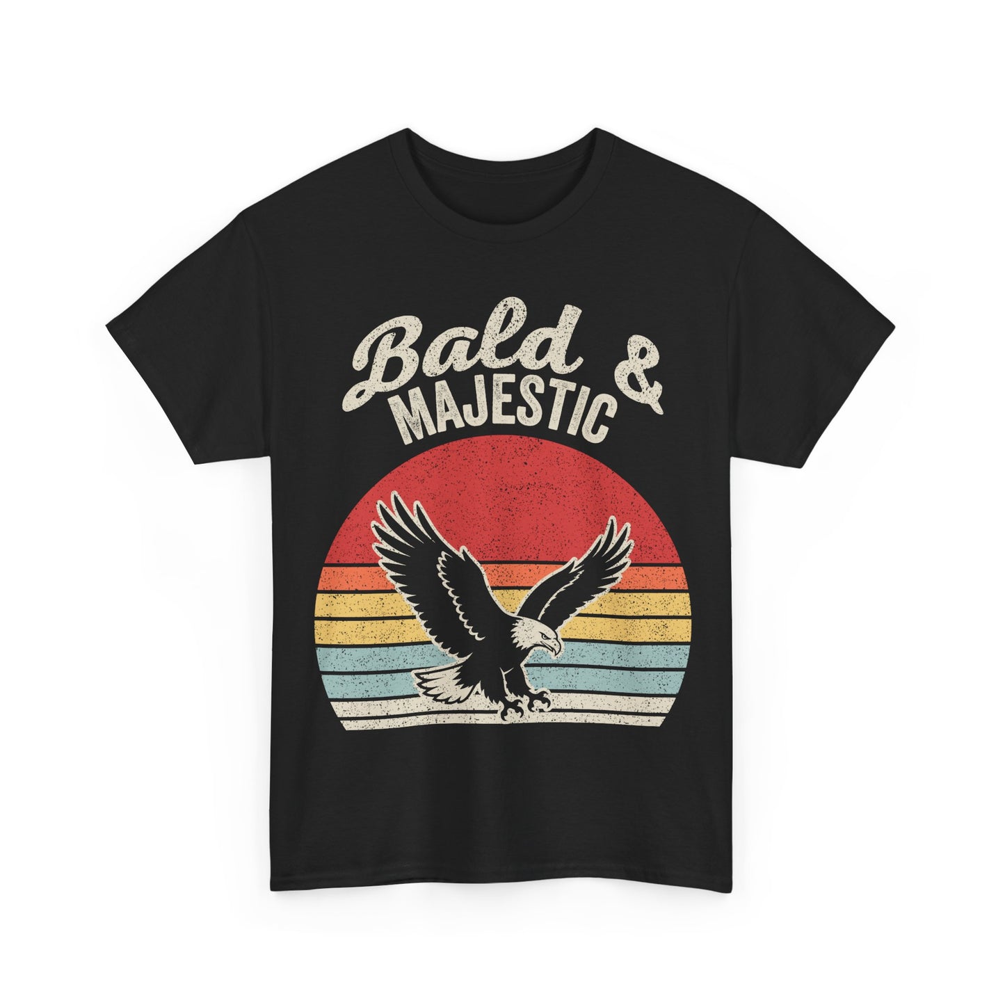 Bald & Majestic Eagle T-Shirt — Vintage Retro Sunset Patriotic Tee