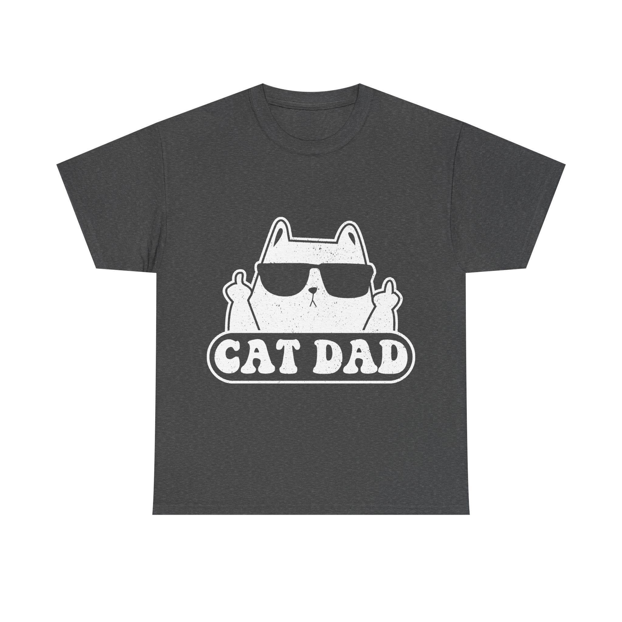 Cat Dad Shirt With Distressed White Logo And Sunglasses Artwork For Cat Lovers Worldwide