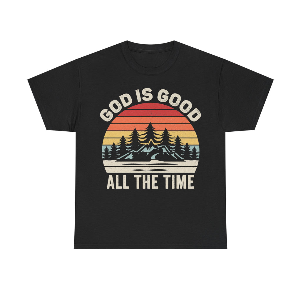 God Is Good All The Time Vintage Sunset Mountain Shirt With Retro Colors For Christians