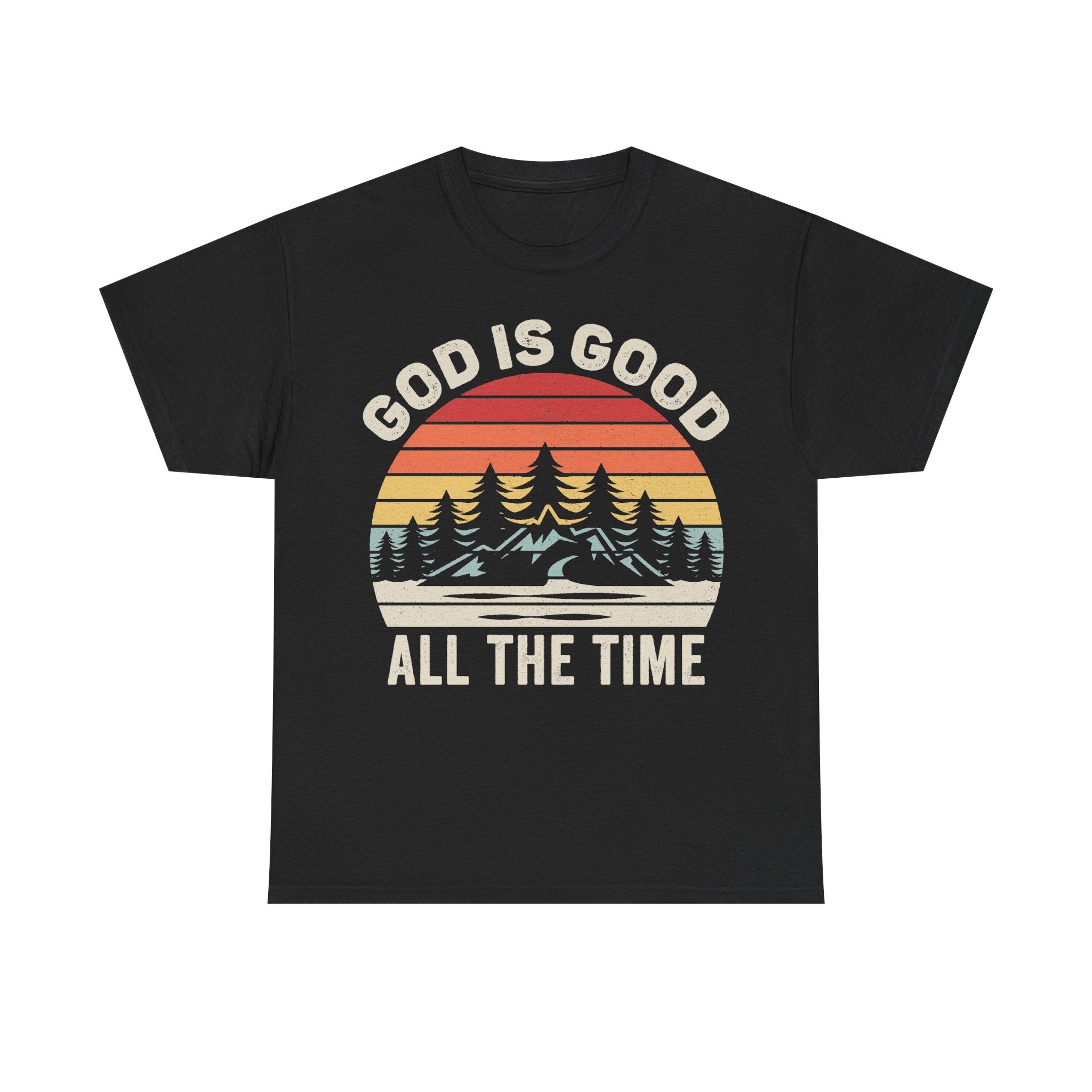 God Is Good All The Time Vintage Sunset Mountain Shirt With Retro Colors For Christians