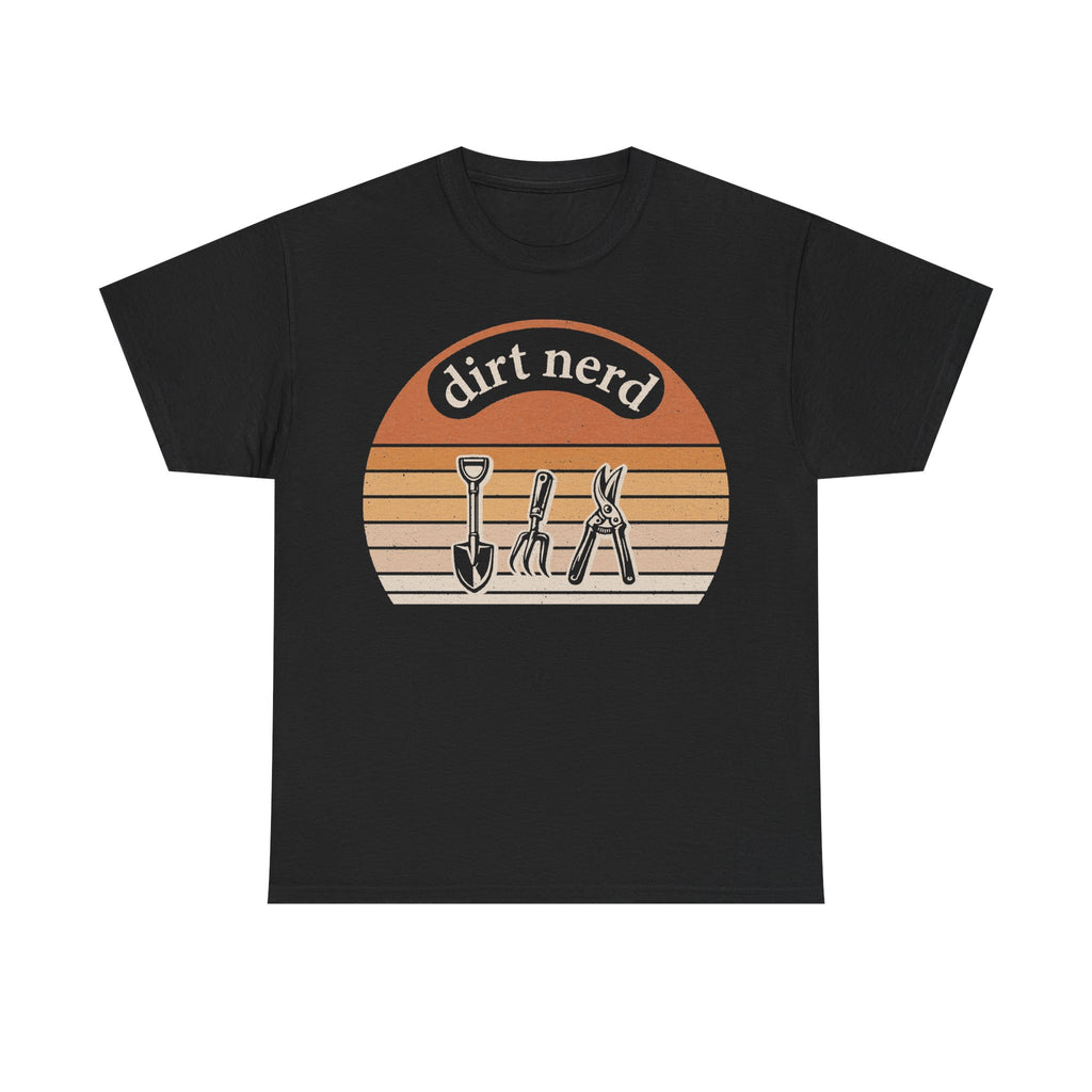 Dirt Nerd Garden Tools Retro Sunburst Design T Shirt For Gardeners And Plant Lovers