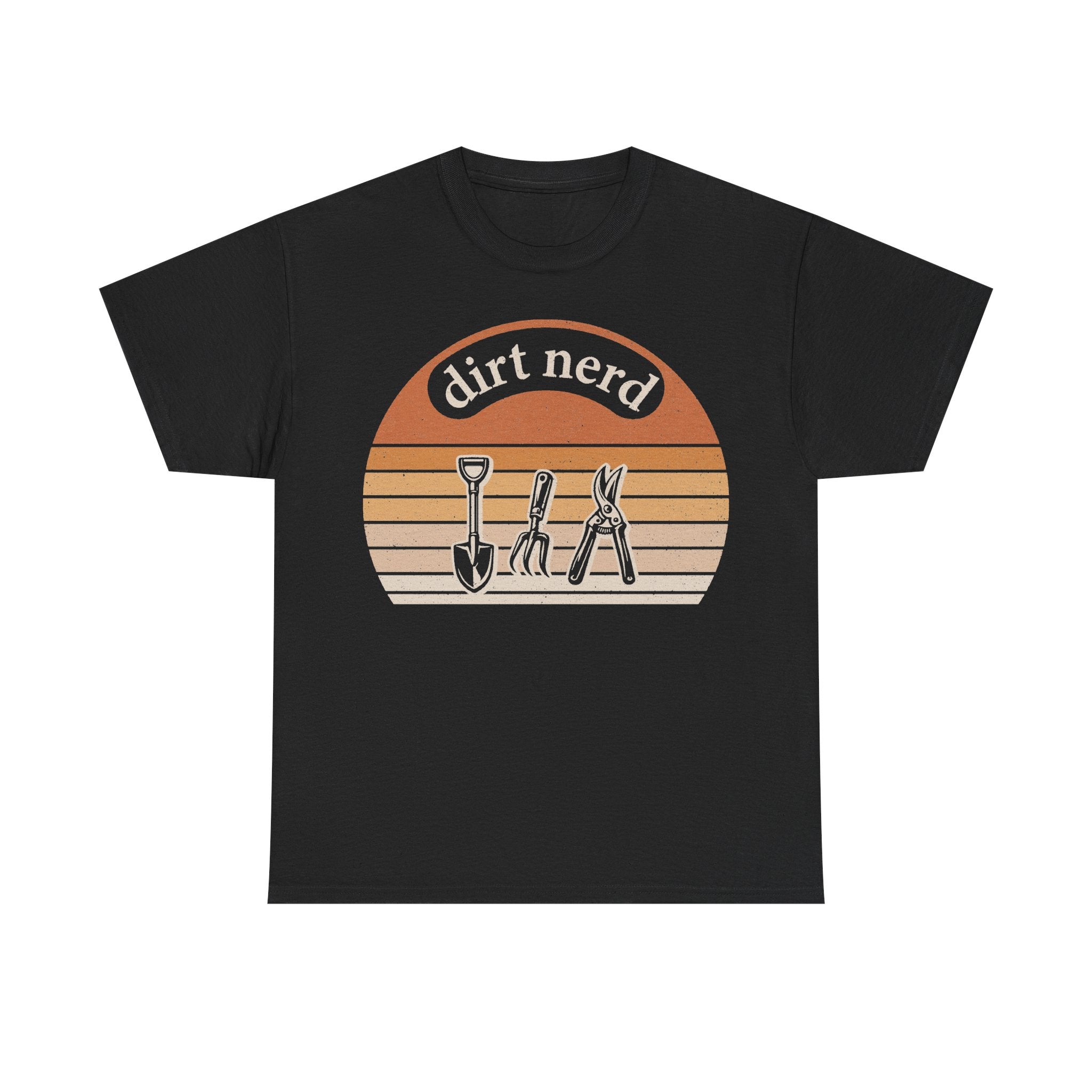 Dirt Nerd Garden Tools Retro Sunburst Design T Shirt For Gardeners And Plant Lovers
