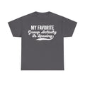 Funny Introvert T Shirt My Favorite Group Activity Is Leaving Retro Script Distressed White Print Unisex Fit