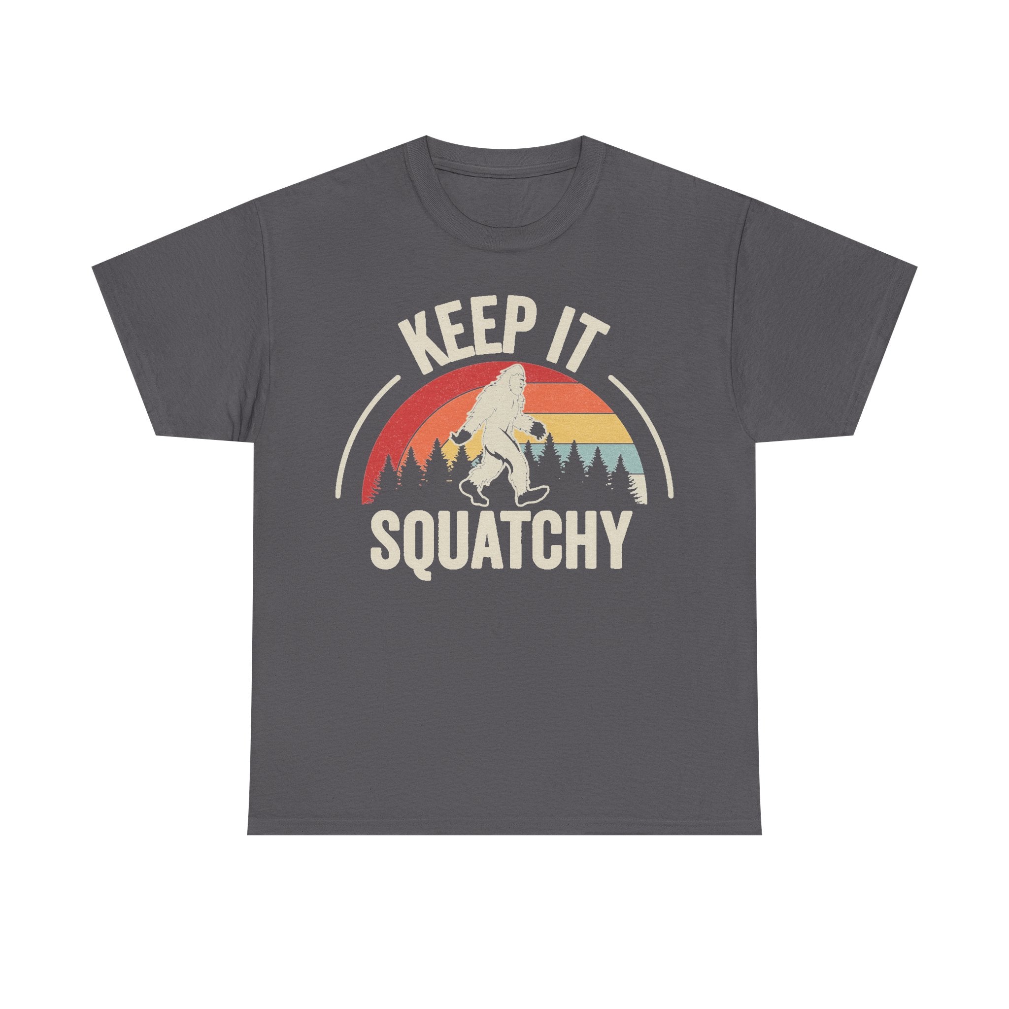 Keep It Squatchy Bigfoot Retro Sunset Circle Shirt Vintage Outdoors Design For Outdoor Lovers