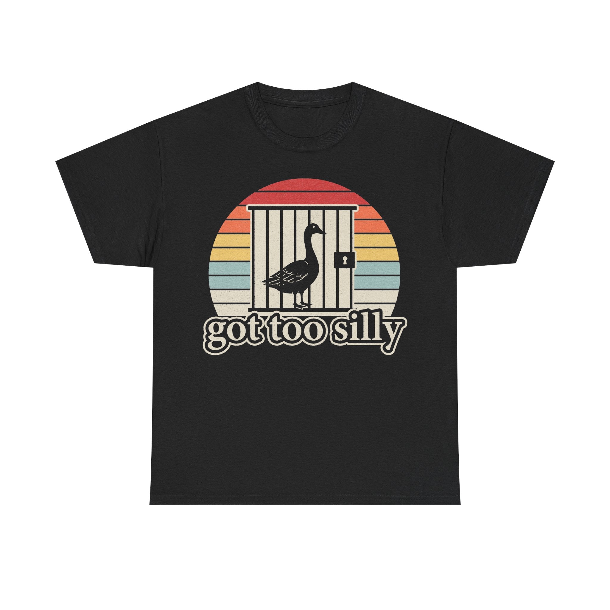 Bird Got Too Silly Vintage Sunset Cage Art Unisex Tee