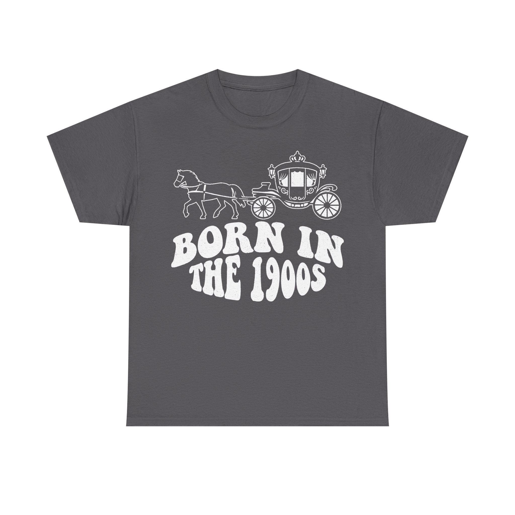 Born In The 1900s Vintage Horse Drawn Carriage Crest Distressed Print T Shirt For History Buffs