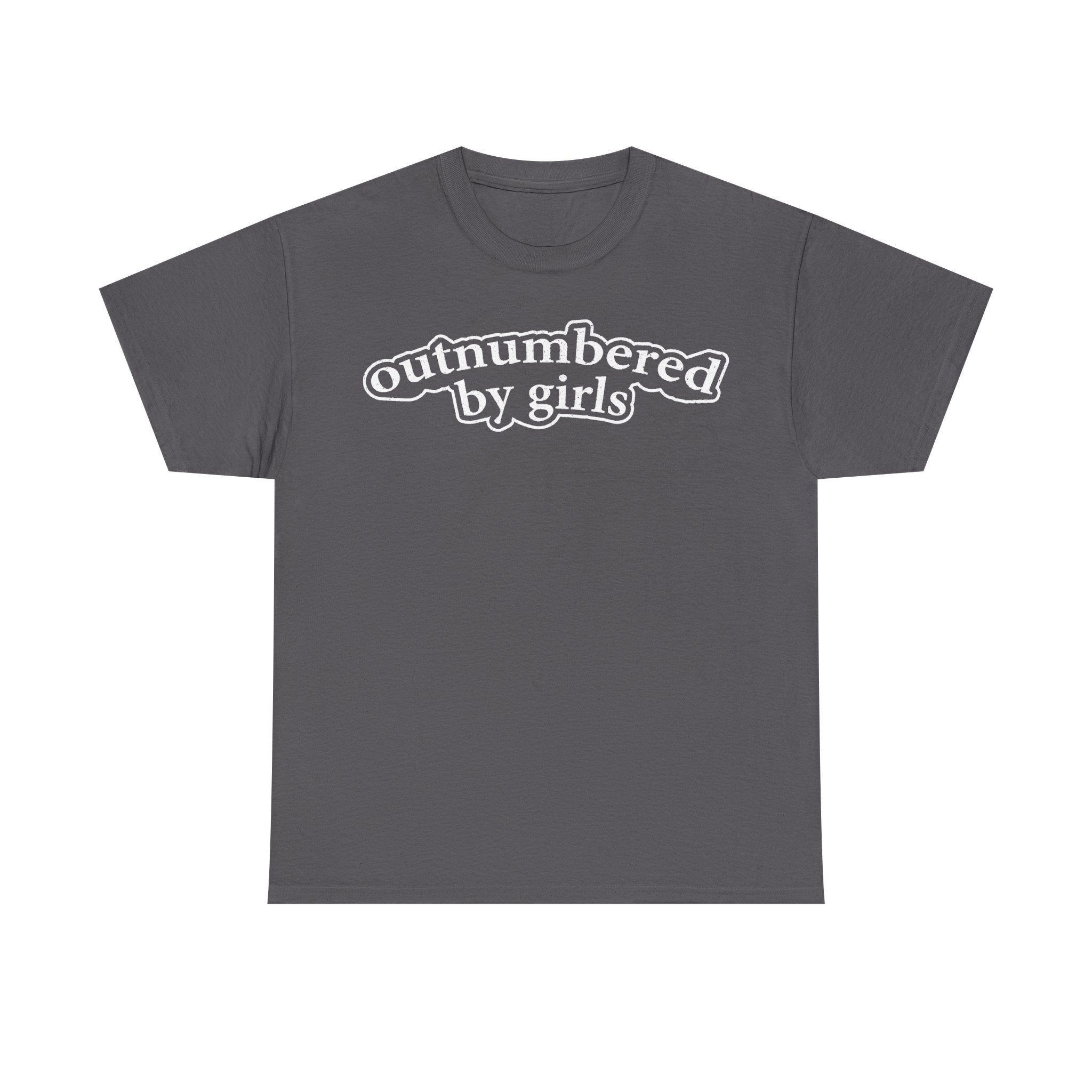 Outnumbered By Girls Vintage Script Chest Print Tee