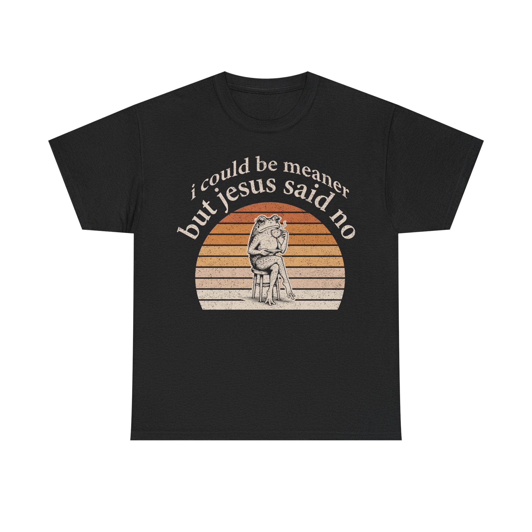Graphic Tee – "I Could Be Meaner But Jesus Said No" Vintage Dog Sunset T-Shirt