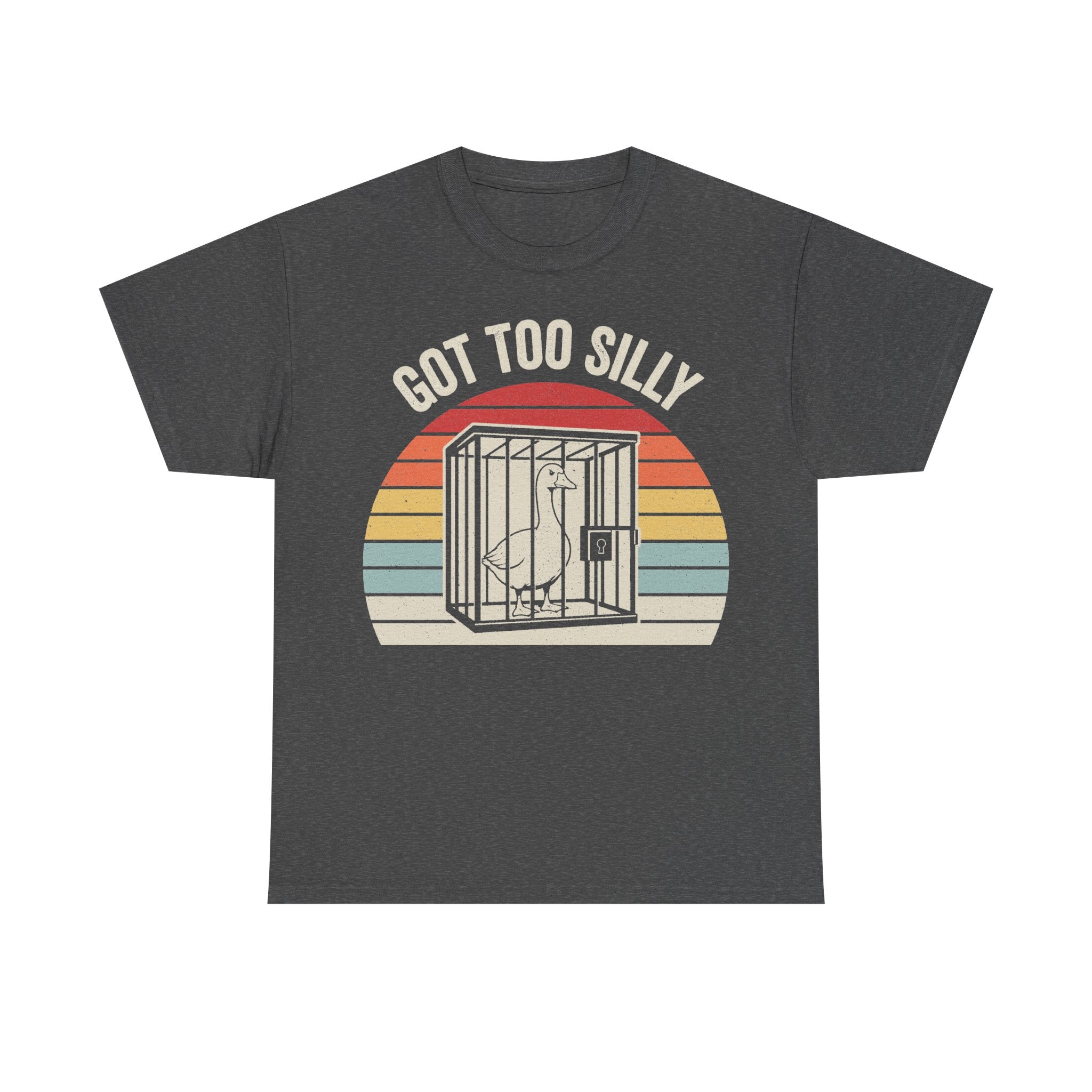 Got Too Silly Parrot In Cage Vintage Sunset T Shirt With Retro Bird Cage Illustration