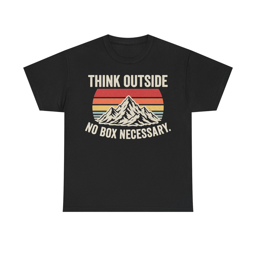 Think Outside Mountain Tee Retro Outdoor Shirt With Sunset Stripes No Box Necessary