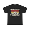 Think Outside Mountain Tee Retro Outdoor Shirt With Sunset Stripes No Box Necessary