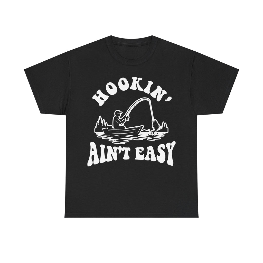 Hookin' On Alaska Ain't Easy Fishing Shirt With Vintage Boat Illustration For Outdoors Fans