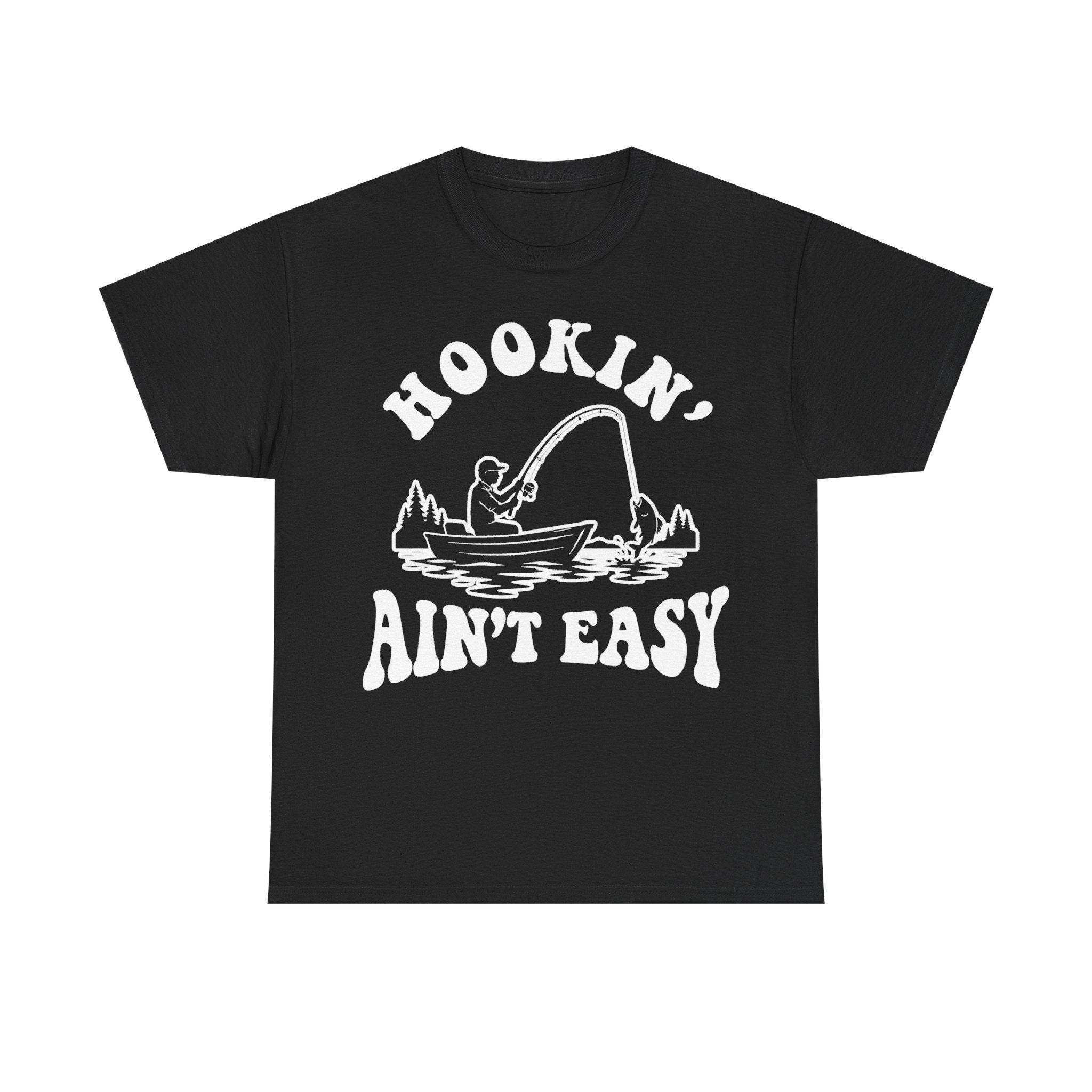Hookin' On Alaska Ain't Easy Fishing Shirt With Vintage Boat Illustration For Outdoors Fans